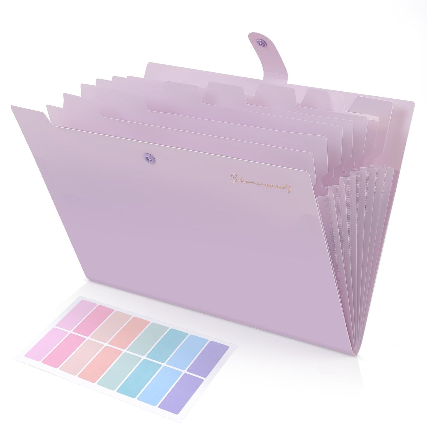 SKYDUE Expanding File Folder, Accordion File Organizer with 8 Pockets, Expandable Document Paper Receipt Holder for School Office Hospital, Letter/A4 Size Pink
