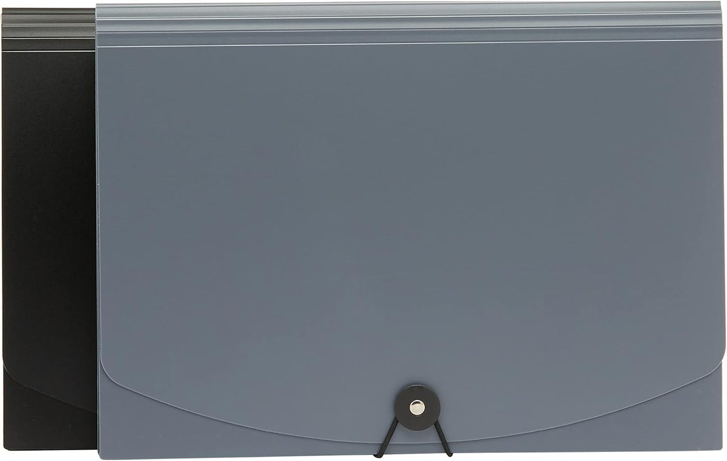 Amazon Basics Expanding Organizer File Folder for Documents, Letter Size, 13 Pockets, Waterproof, Black & Gray, 2-Pack