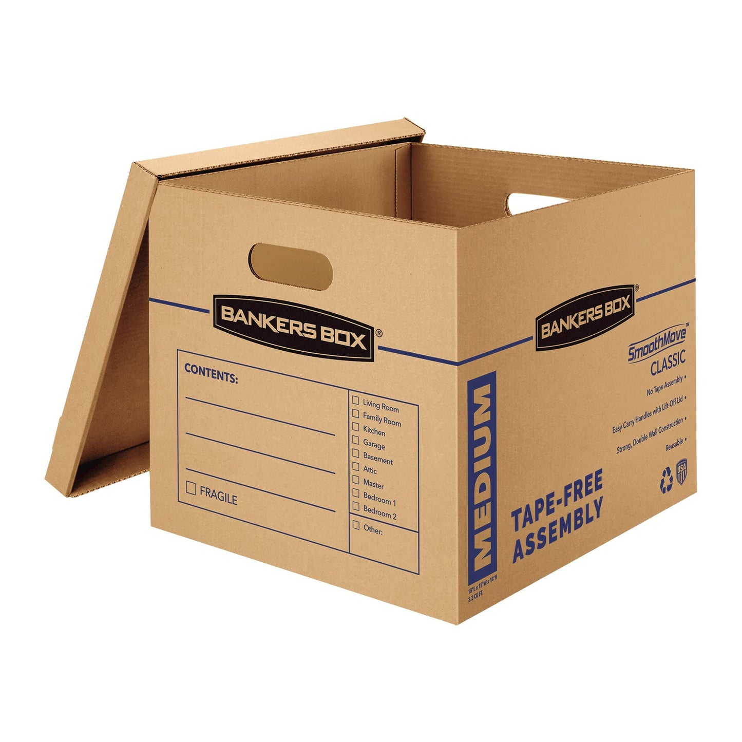 Bankers Box 8-Pack Medium Classic Moving Boxes with Reinforced Handles | Make packing faster with medium moving boxes that balance capacity, strength, and easy carrying.