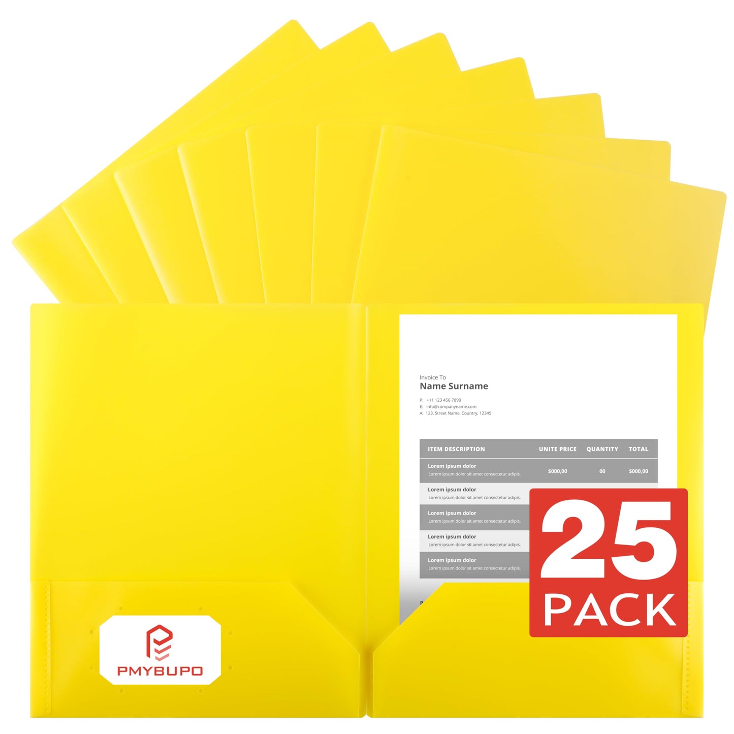 pmybupo 25 Pack Red 2 Pocket Folders Heavy-Duty Plastic Folders with Pockets,8.5x11 Document Folders for School and Office