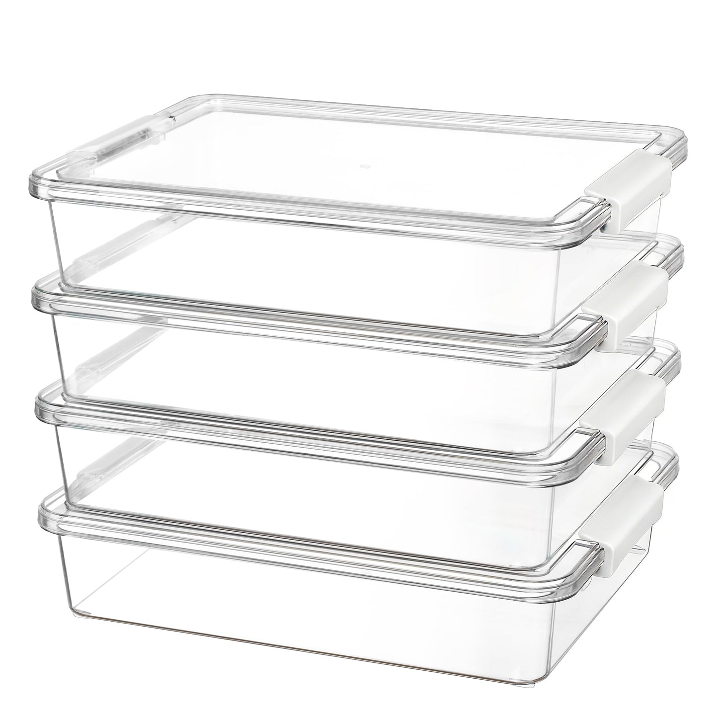 Vtopmart 4 Pack 6 Qt Plastic Storage Bins with Lids, Clear Sensory Bins | Stackable Containers for Organizing School & Office Supplies, Arts & Crafts Organizers and Storage for Home, Craft Room