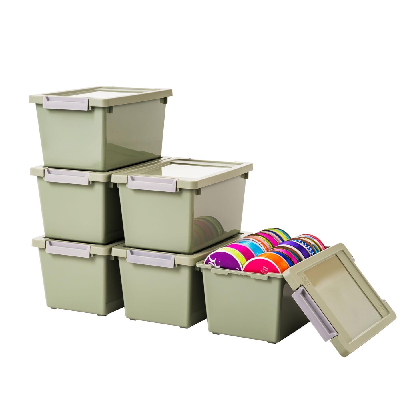 IRIS USA Storage Bins with Lids |Made in USA| 12 Qt - (4-Pack) - Clear | Sensory Craft Organizers, Plastic Clip Box Totes, Flat Containers for Organizing Paper, Office, Art & Study Supplies