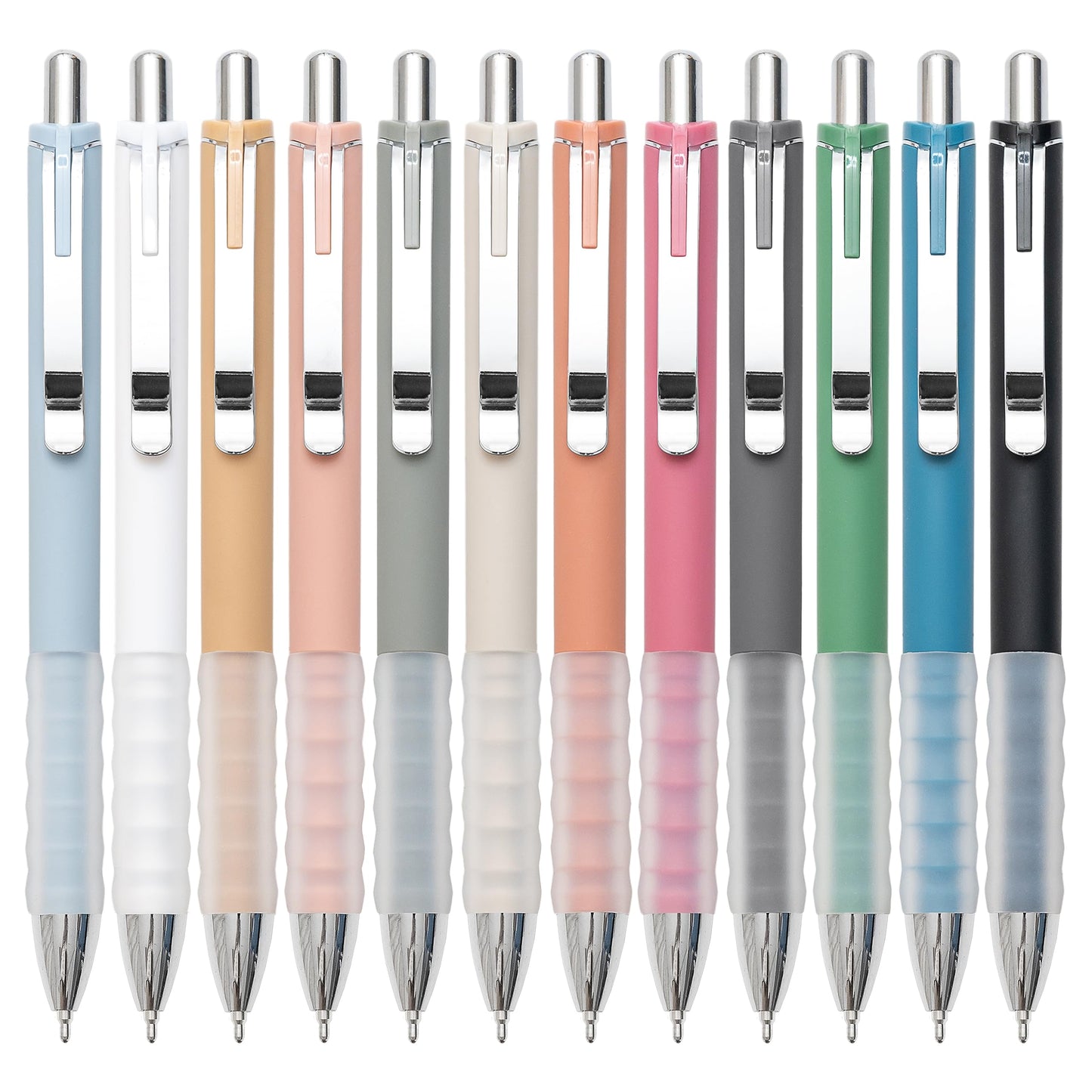 Linbsunne Ballpoint Pens Black Medium Point 1mm Pen with Super Soft Grip Ball Point Pen for Men Women Retractable Pens (gold-12 pcs)