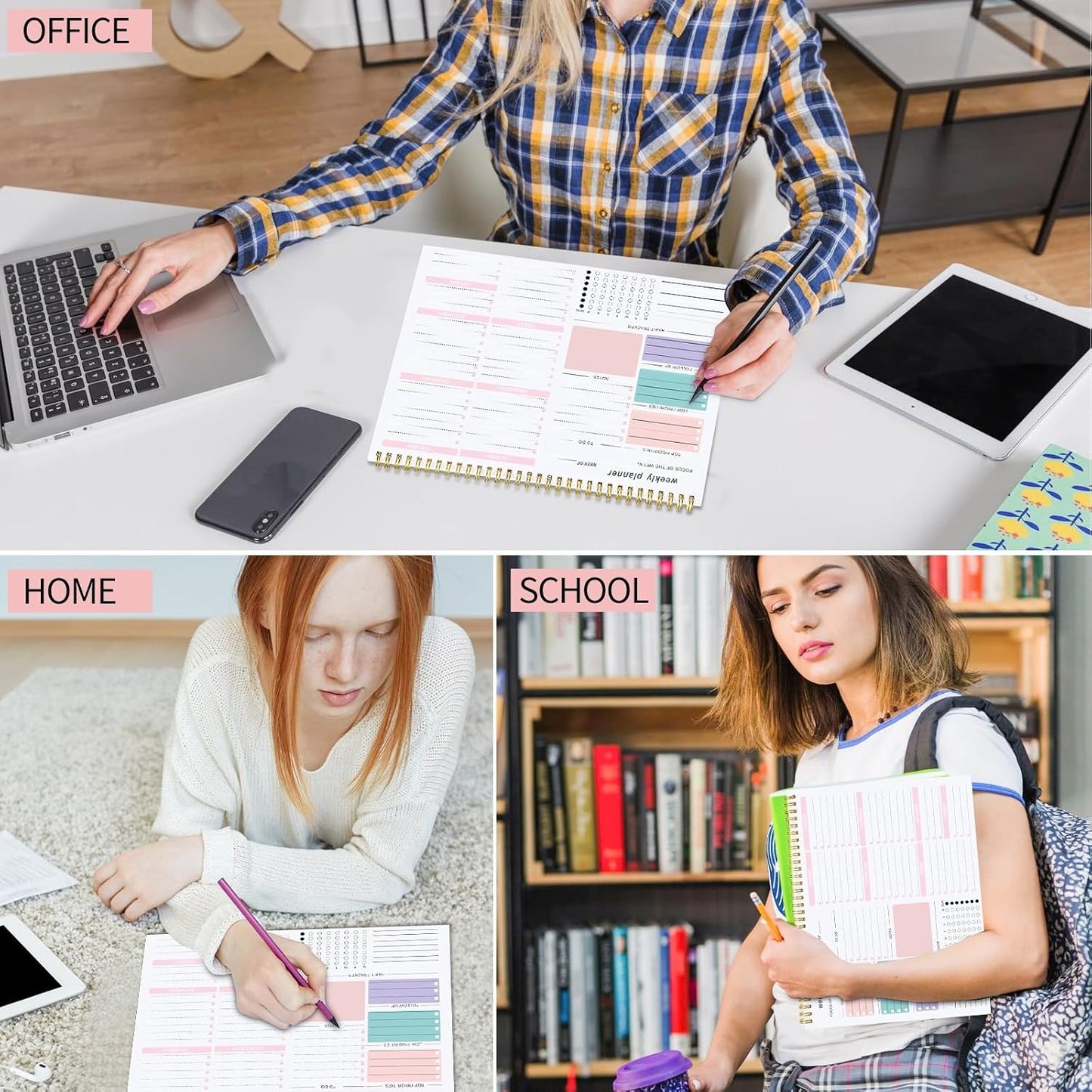 Thboxes Weekly Desk Planner, 8.5x11 In To Do List Notepad, 52 Sheets, Pink | Productivity Organizer, Work from Home Essentials, Undated Tear Off Pages, Office, College, School, Student and Teacher Gifts