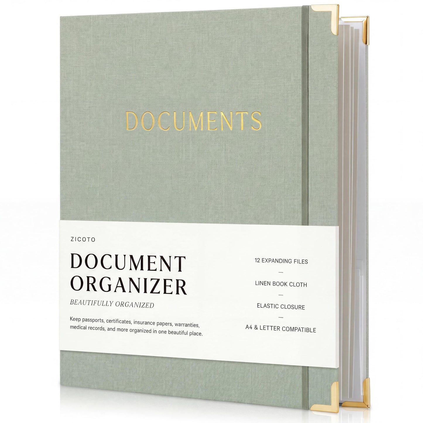 Important Document Organizer Set with Folders - Complete Linen Ring Binder Set Safely Stores All Documents & Files in One Place - Easy to Use Expanding Storage Incl. Envelopes, Pockets & Labels