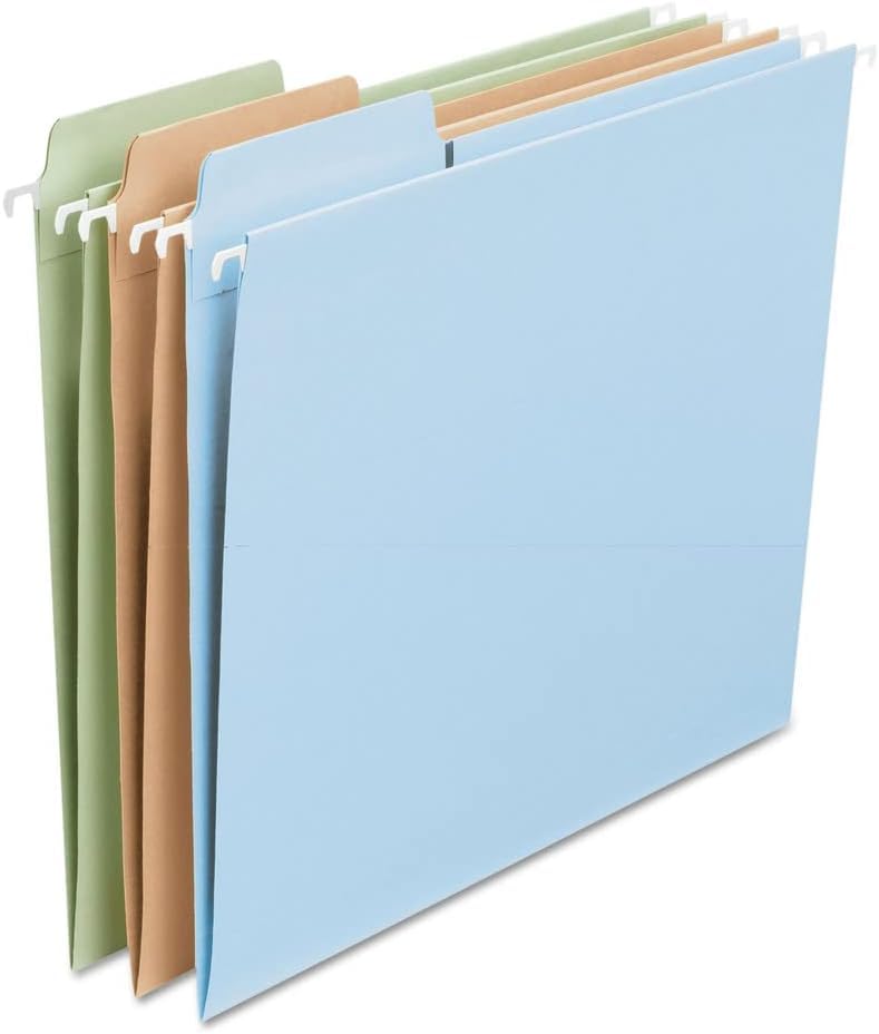 Smead FasTab Hanging File Folder, 1/3-Cut Built-in Tab, Letter Size, White, 20 per Box (64002)