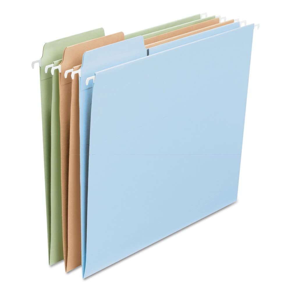Smead FasTab Hanging File Folder, 1/3-Cut Built-in Tab, Letter Size, White, 20 per Box (64002)