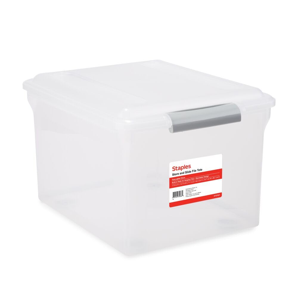 Staples File Folder Tote, Portable Filing Box for Letter Size Hanging Files
