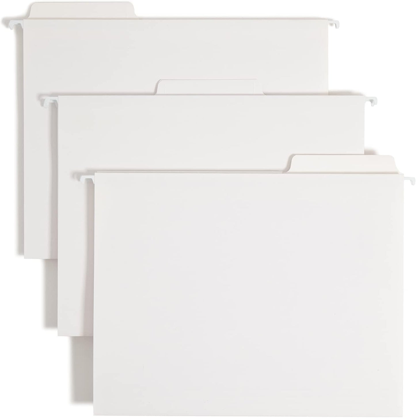 Smead FasTab Hanging File Folder, 1/3-Cut Built-in Tab, Letter Size, White, 20 per Box (64002)