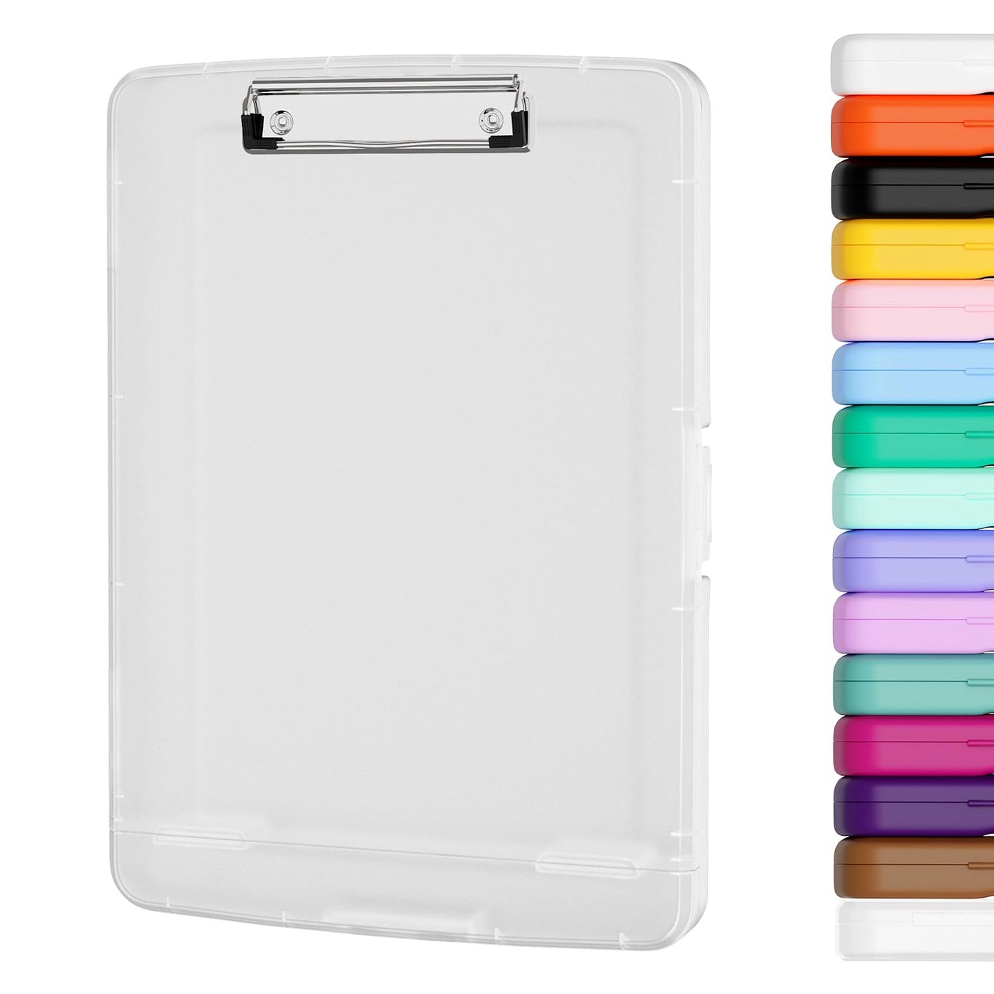 Piasoenc Clipboard with Storage, 8.5 x 11 Clip Board with Pen Holder, Black | High Capacity, Heavy Duty Plastic Organization Box for A4 Legal Paper Folder, Folio & Side-Opening Nurses, Teachers, Student
