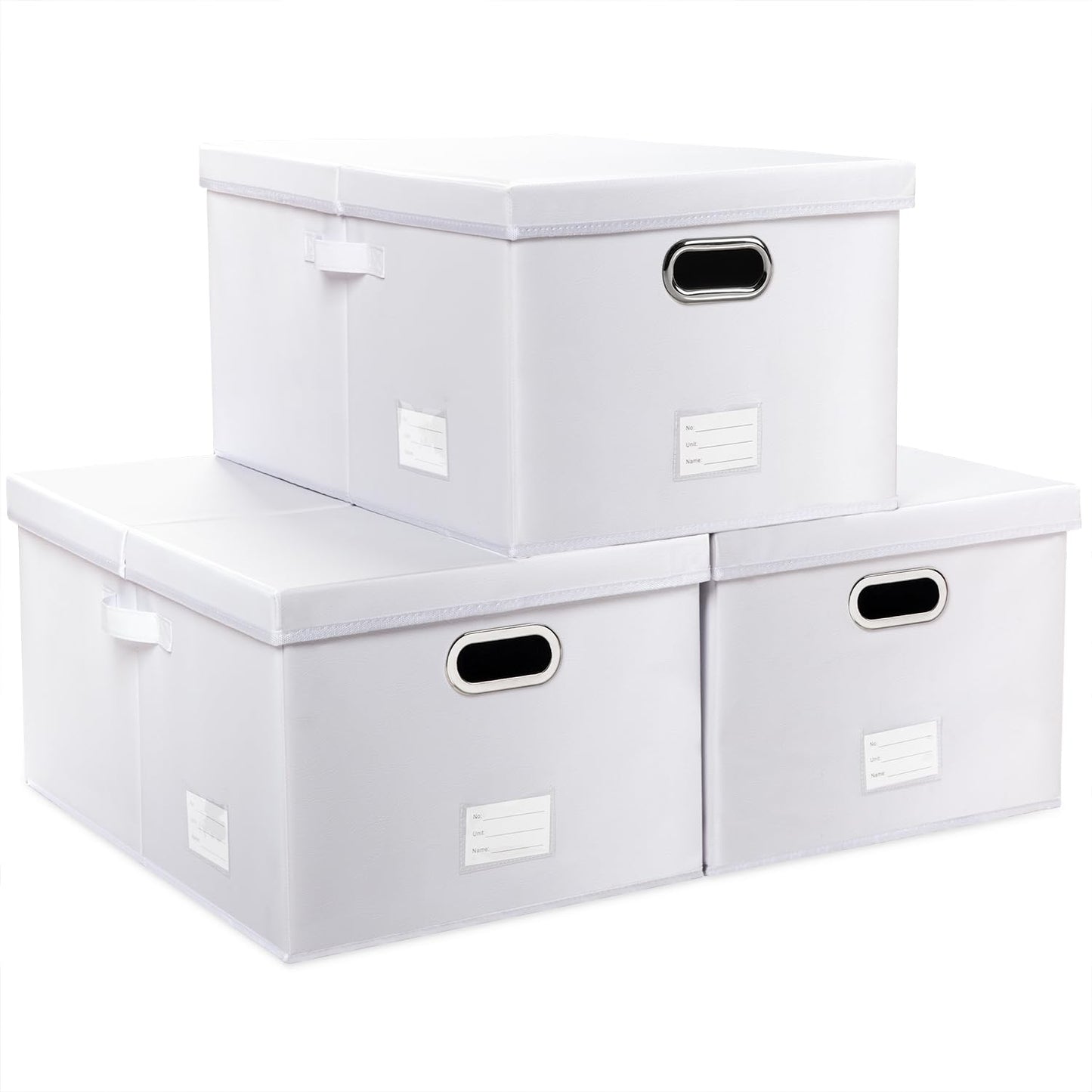 PRANDOM Large Collapsible Storage Bin with Lid [1-Pack] Leather Fabric Foldable Storage Box Organizer Containes Basket Cube with Cover for Home Bedroom Closet Office Nursery Black (17.7x11.8x11.8)
