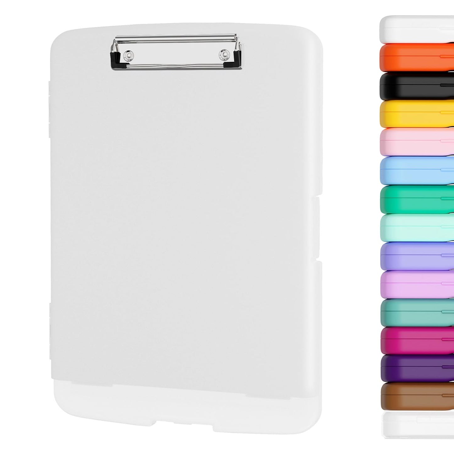 Piasoenc Clipboard with Storage, 8.5 x 11 Clip Board with Pen Holder, Black | High Capacity, Heavy Duty Plastic Organization Box for A4 Legal Paper Folder, Folio & Side-Opening Nurses, Teachers, Student