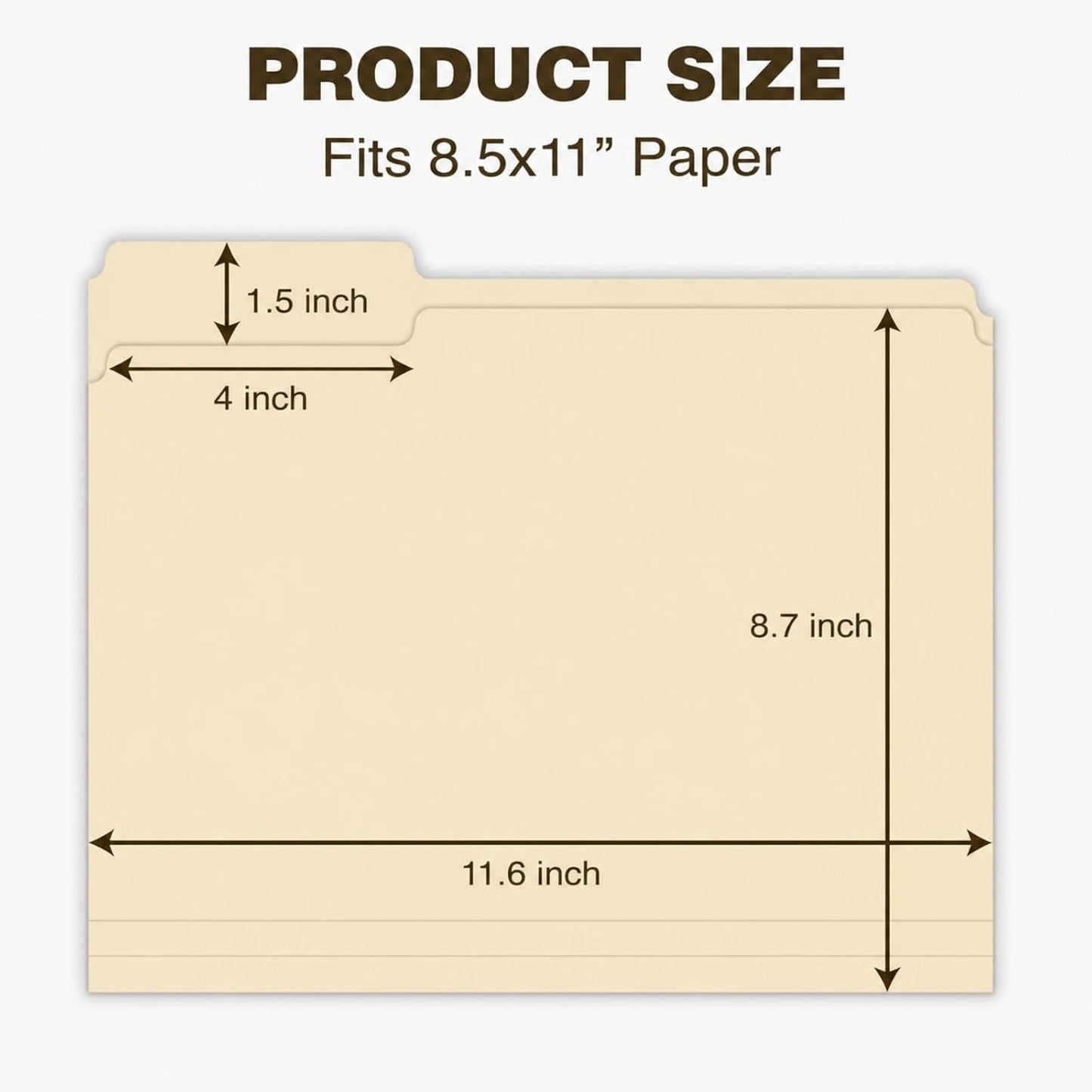 Woodlake Manilla Folders 8.5 x 11 File Folders Letter Size Manila Folder with 1/3 Cut Tab, 100 Pack Paper Folders for Office, School, Home & Business Document Organization, Made in USA