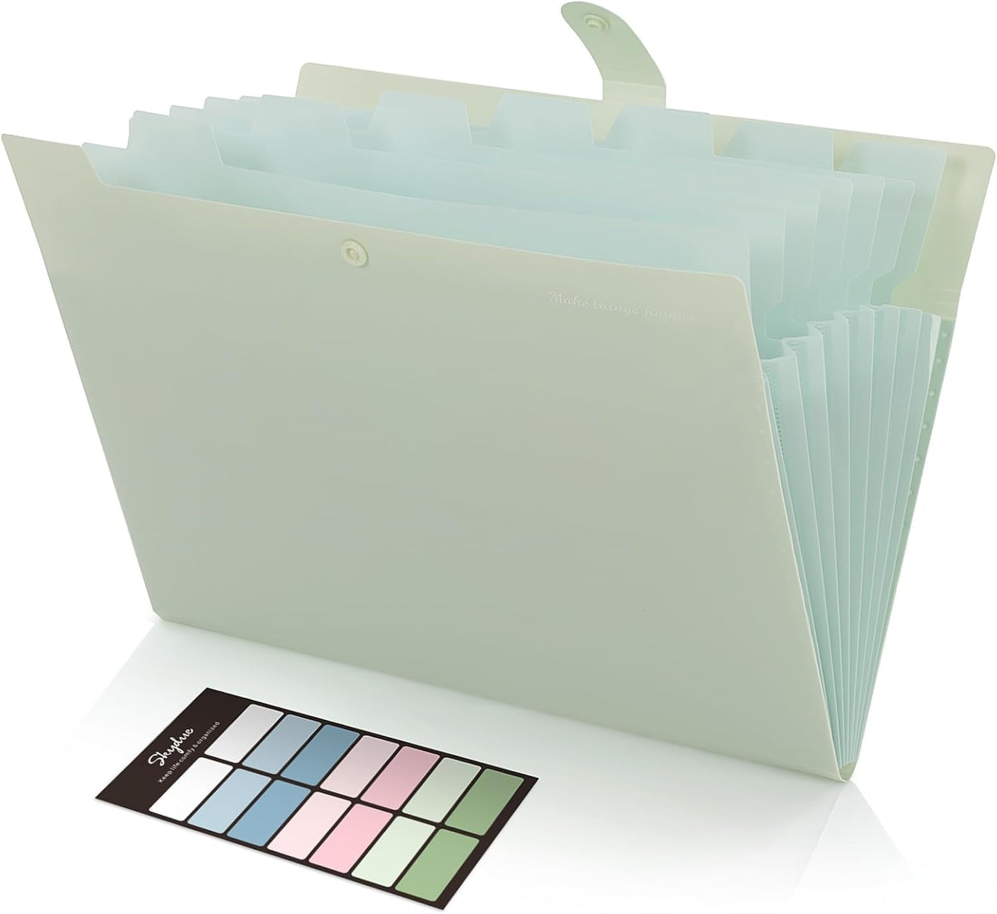 SKYDUE Expanding File Organizer with 8 Pockets, Accordion File Folders with Labels, Portable Document Paper Bill Receipt Organizer, Home College School Office Supplies, Letter Size,Light Green