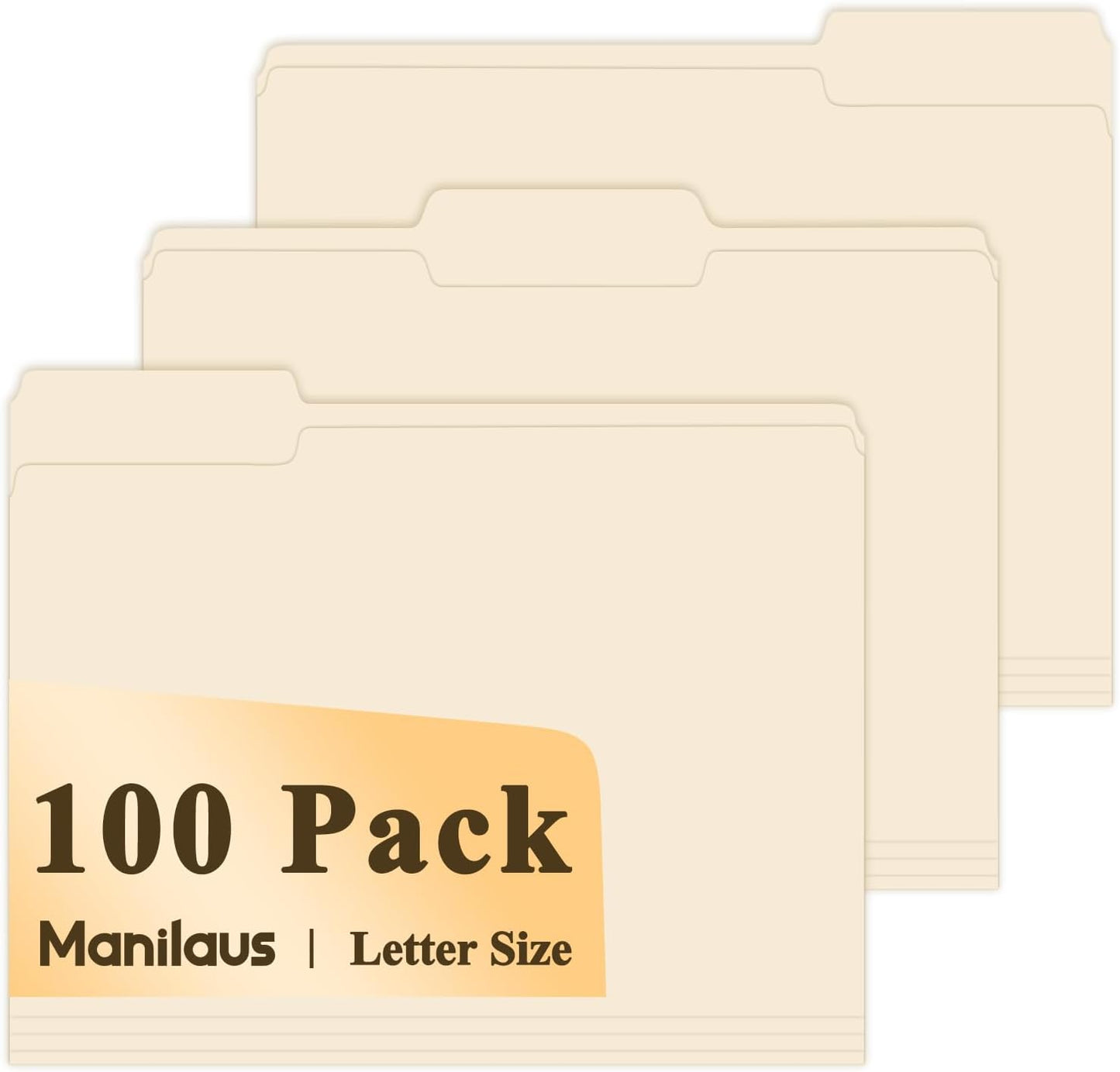 Manilla Folders 8.5 x 11, Manila File Folders 1/3-Cut Letter Size | Manilla File Folders 8.5 x 11 Pack of 100; Filing Folders, Paper Folders for Documents, Business, School and Office Supplies