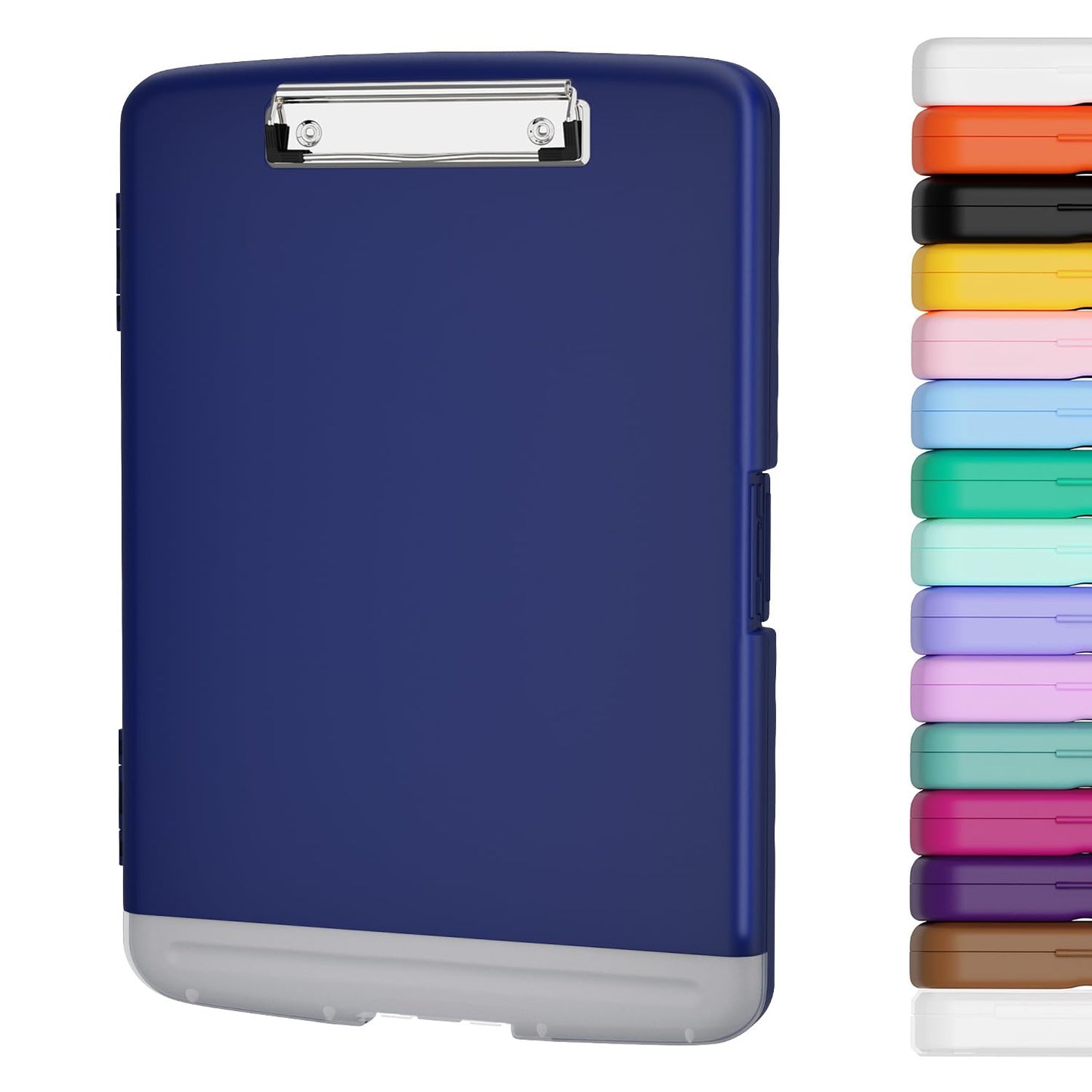 Piasoenc Clipboard with Storage, 8.5 x 11 Clip Board with Pen Holder, Black | High Capacity, Heavy Duty Plastic Organization Box for A4 Legal Paper Folder, Folio & Side-Opening Nurses, Teachers, Student
