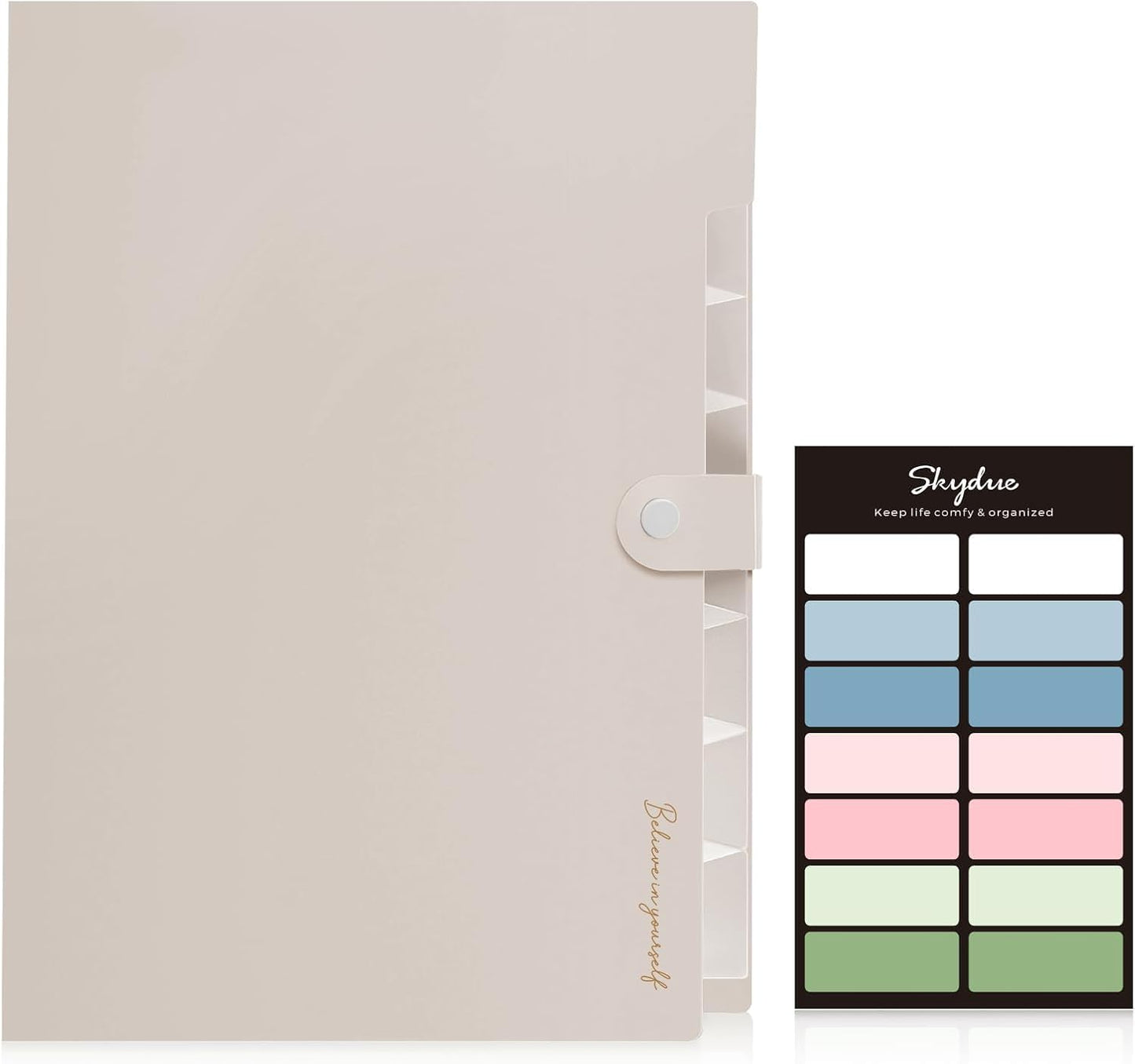 SKYDUE Expanding File Organizer with 8 Pockets, Accordion File Folders with Labels, Portable Document Paper Bill Receipt Organizer, Home College School Office Supplies, Letter Size,Milk Tea Brow