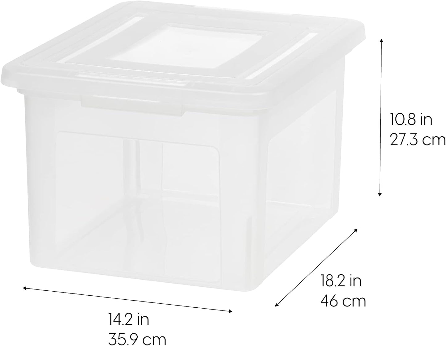 IRIS USA 35 Qt. Letter/Legal File Box with Latching Lid, Clear | Protect important documents, letter and legal files with secure storage for home offices, moving, and long-term organization
