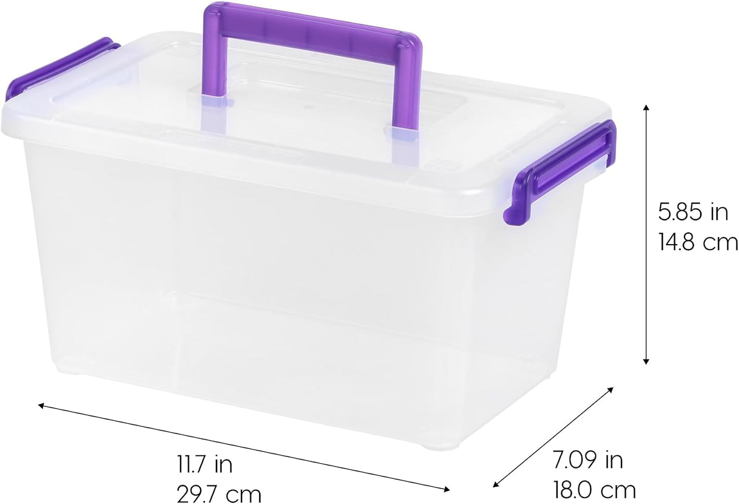 IRIS USA Storage Bins with Lids |Made in USA| 5 Qt - (6-Pack) - Clear | Built-In Handle Tote / Plastic Containers for Crafts, Art, Office & Study Supplies / Interlocking Latches
