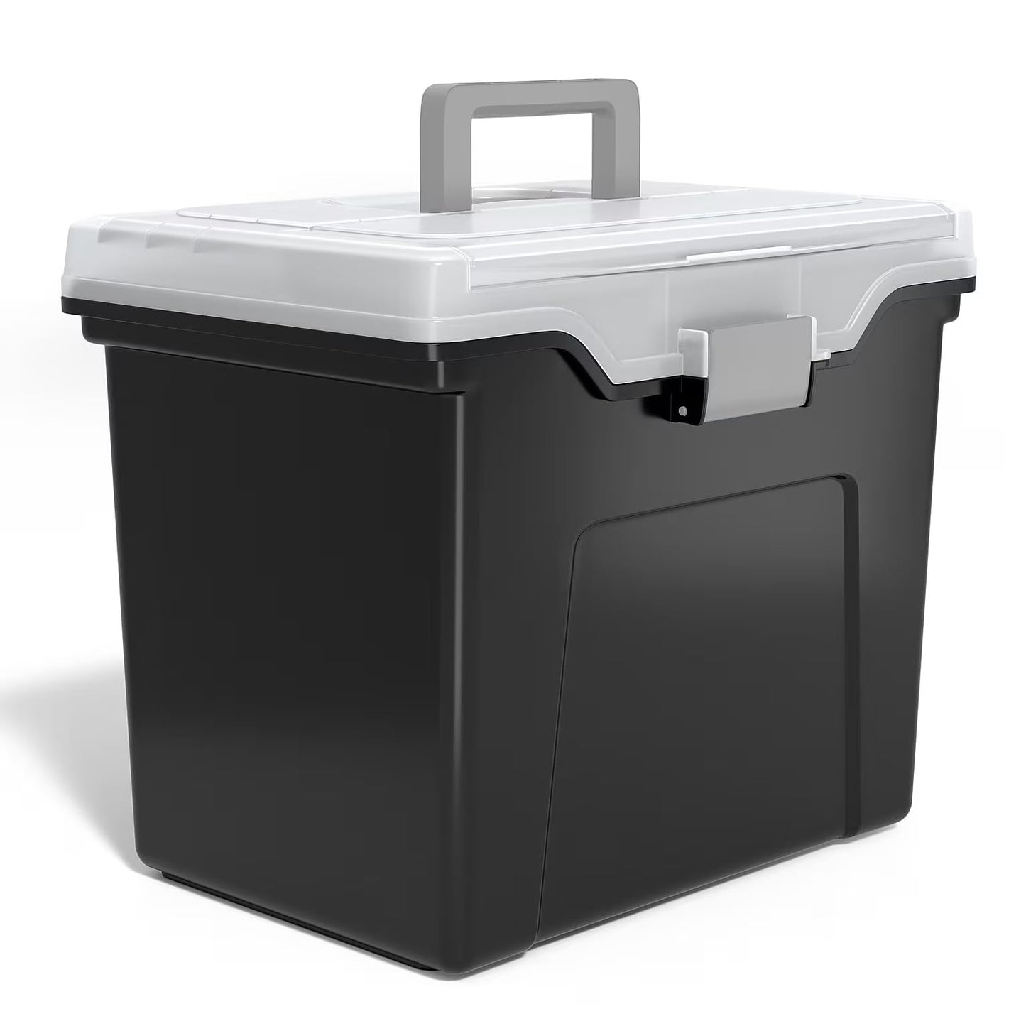 STAPLES Plastic File Box with Snap Lid, Letter/Legal Size, Clear, 4/Carton | Stackable storage box keeps hanging files organized and protected. Pack of 4.