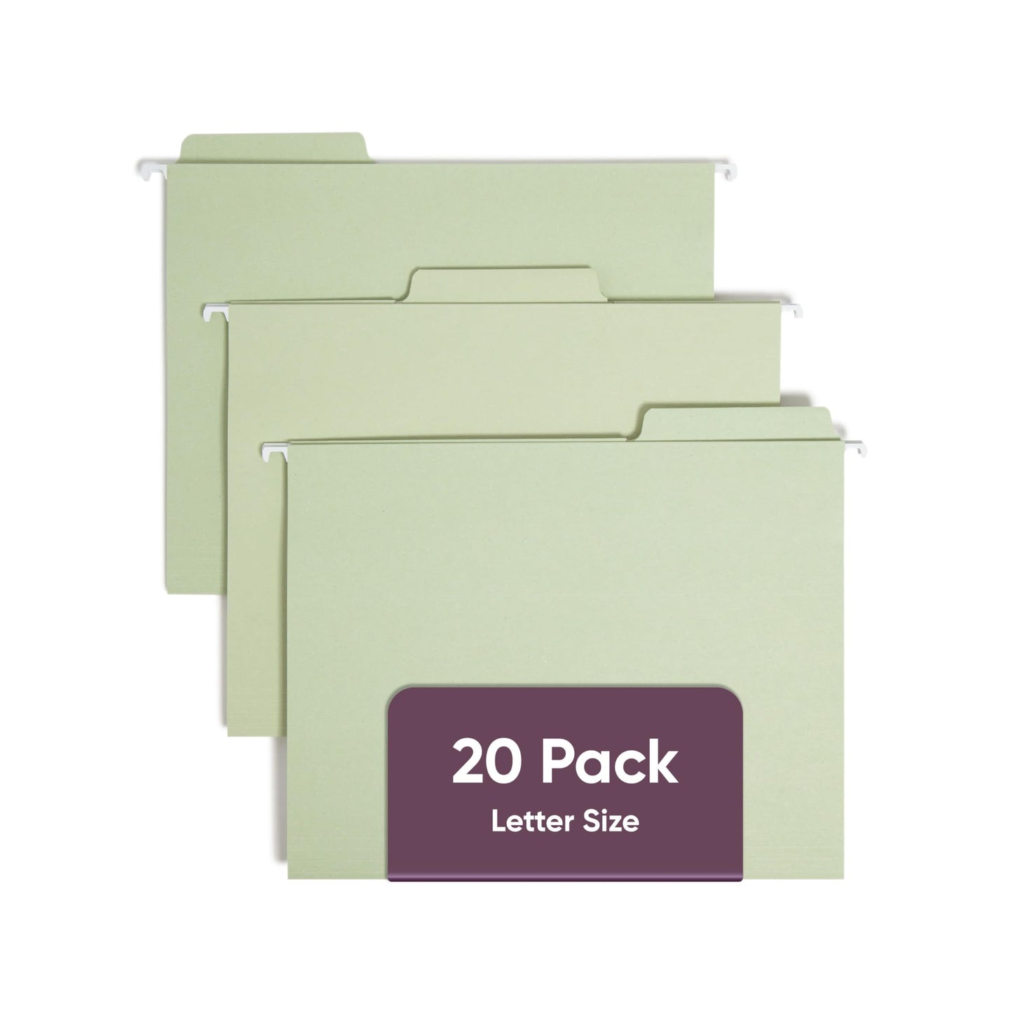 Smead FasTab Hanging File Folder, 1/3-Cut Built-in Tab, Letter Size, White, 20 per Box (64002)