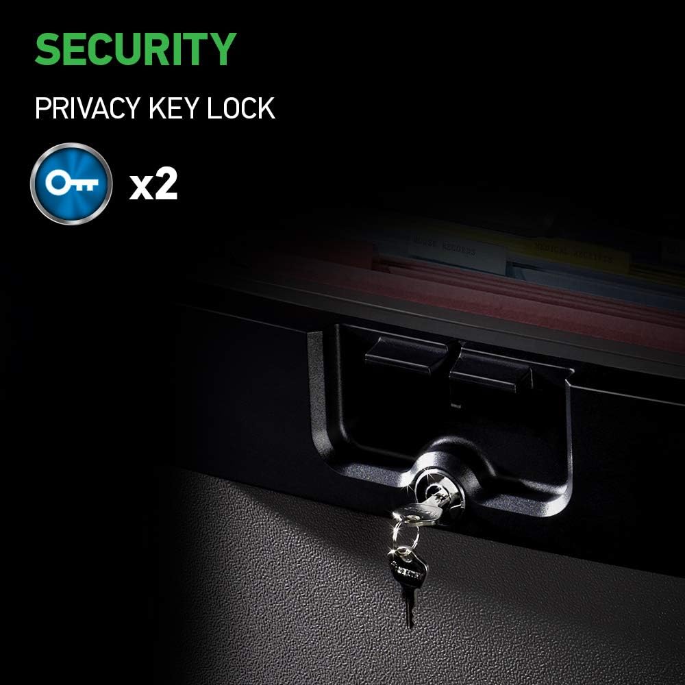 SentrySafe Black Fireproof and Waterproof Safe, File Folder and Document Box with Key Lock, 14.3 x 15.5 x 13.5 inches, HD4100 | UL Classified Fire and Water Resistant 0.65 Cu Ft File Box, Key Lock Protection, Organizes Hanging Folders, Documents