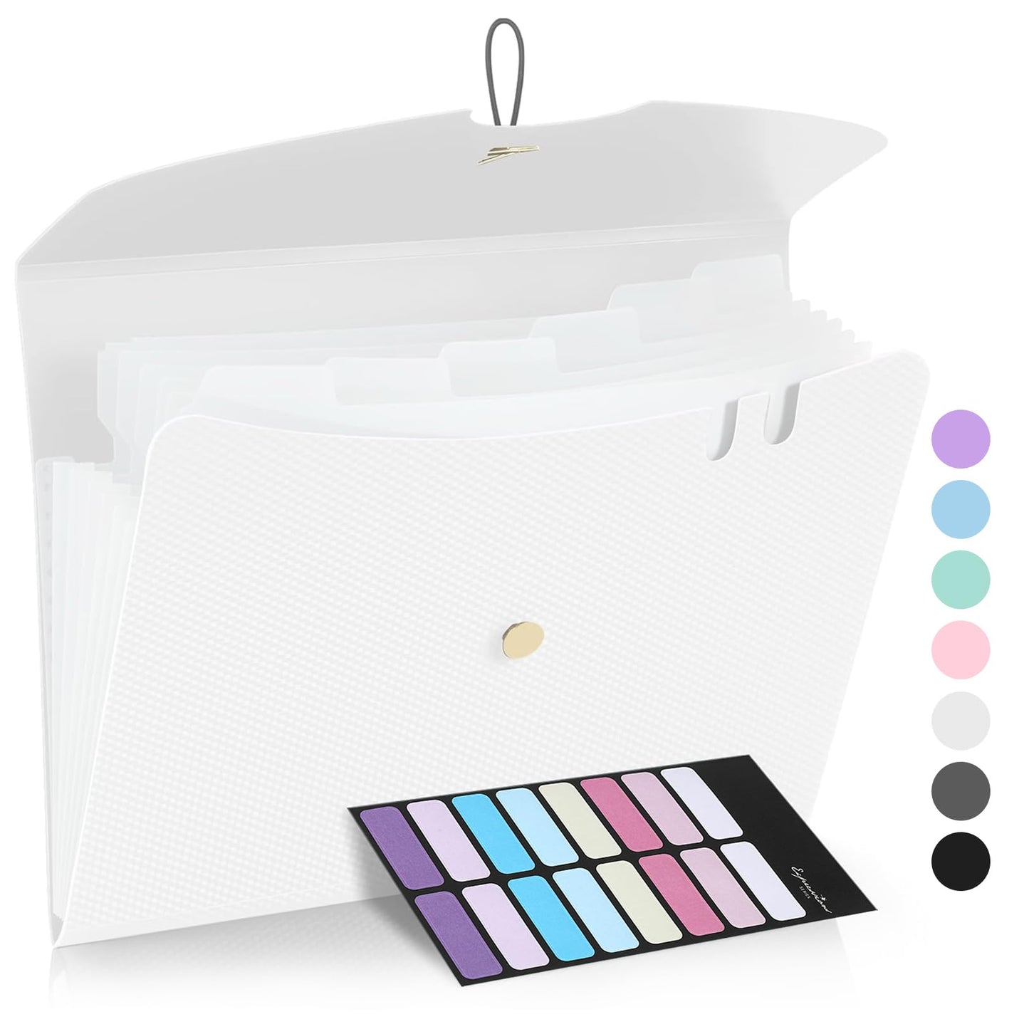 Sooez 7 Pocket Accordion File Organizer, Premium Expanding File Folder | Letter Size Folders for Documents, Sleek Filing Folders with Bungee Closure, Portable Folders School Office Supplies, Black