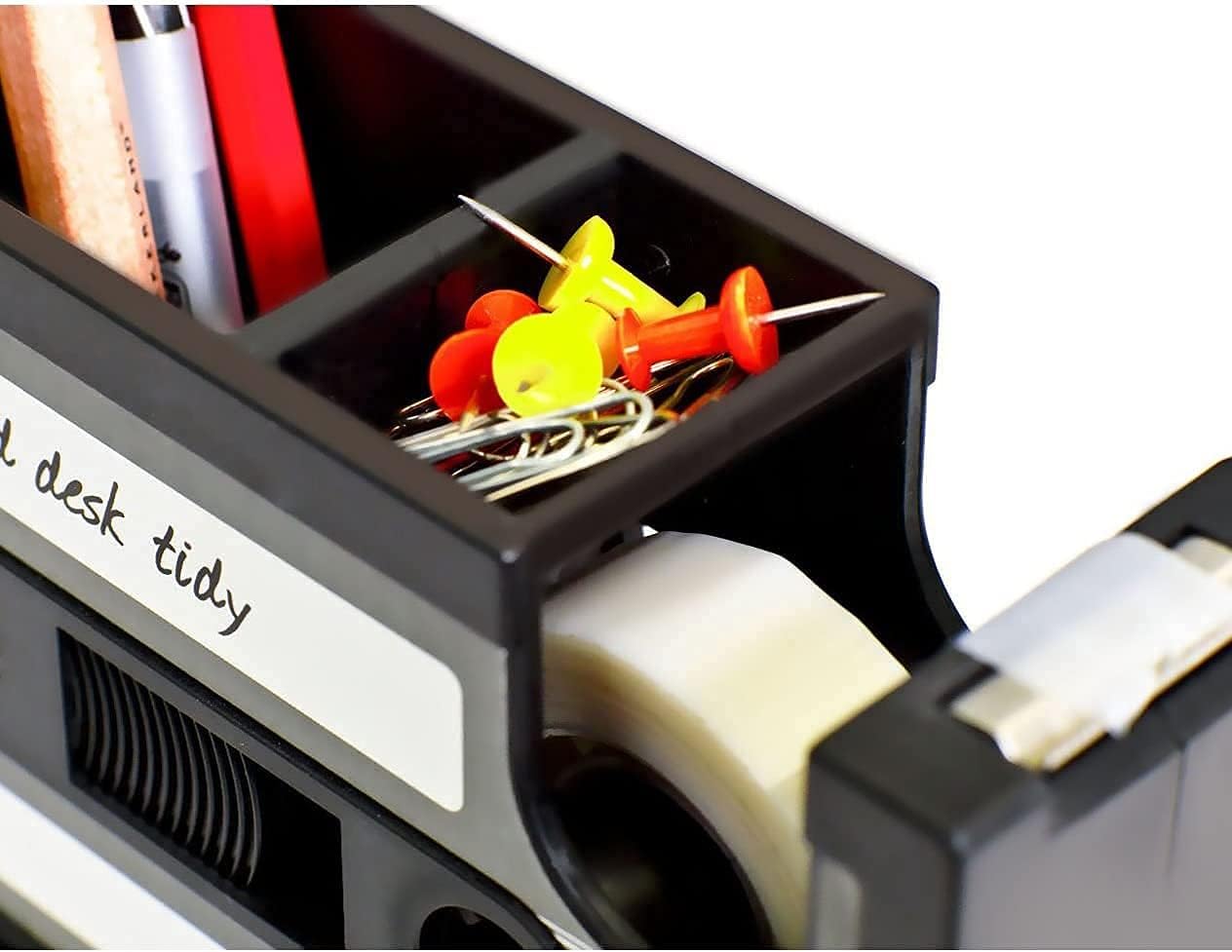 Cassette Tape Dispenser Pen Holder Vase Pencil Pot Stationery Desk Tidy Container Office Stationery Supplier Gift-onepalace (Black)