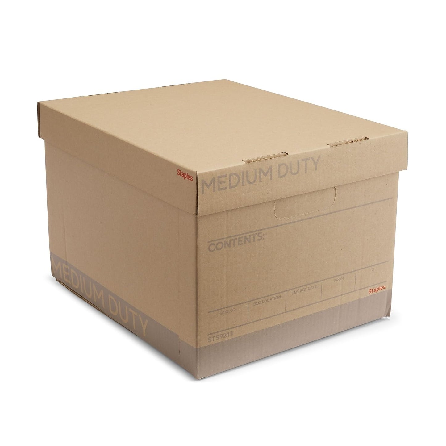 STAPLES Corrugated File Box Lift Off Lid, Letter/Legal Size, White/Black, 10/Pack