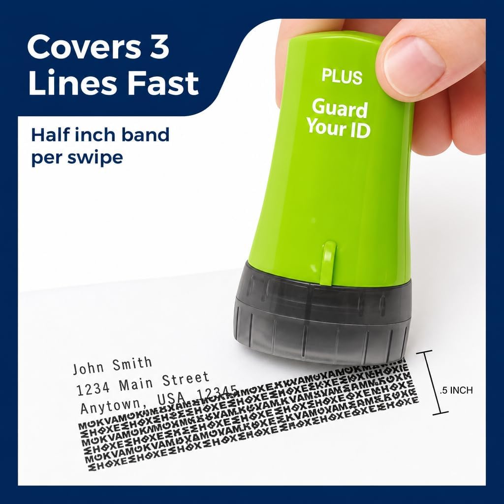 Guard Your ID Identity Theft Protection Roller Stamp, 3-Pack for Mail