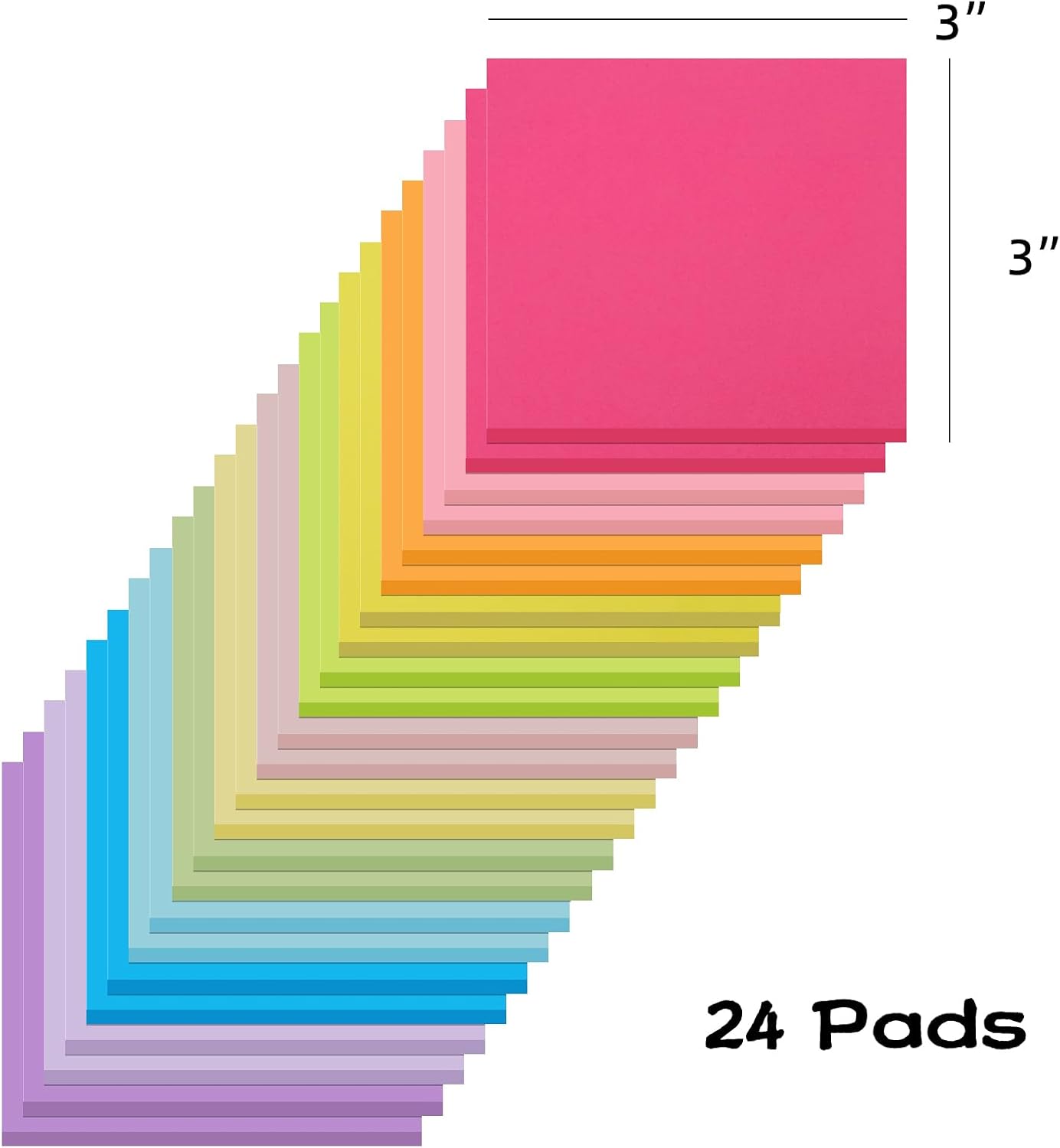 (24 Pads) Sticky Notes 3x3 Inches,Bright Colors Self-Stick Pads | Easy to Post for Home, Office, Notebook
