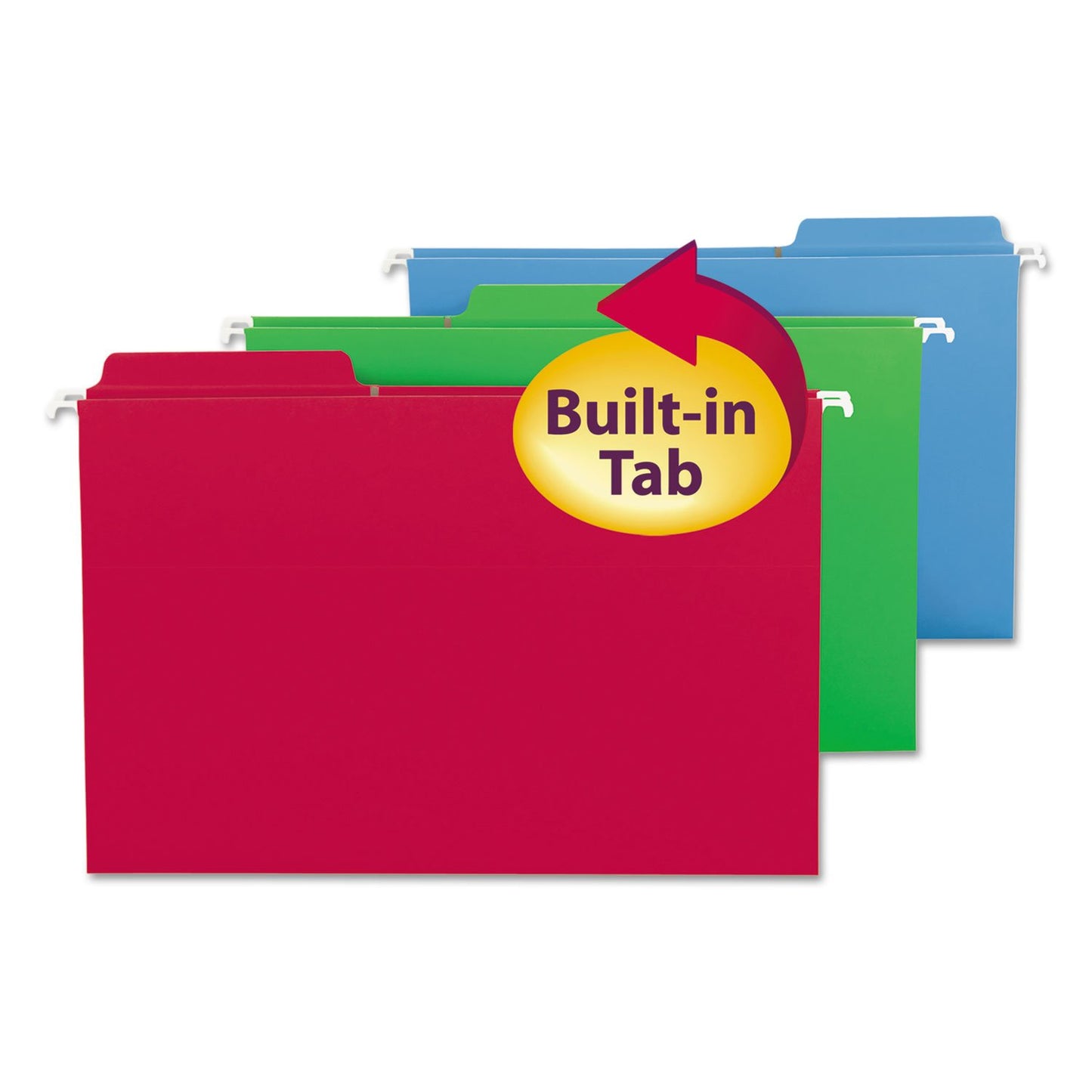 Smead FasTab Hanging File Folder, 1/3-Cut Built-in Tab, Letter Size, White, 20 per Box (64002)