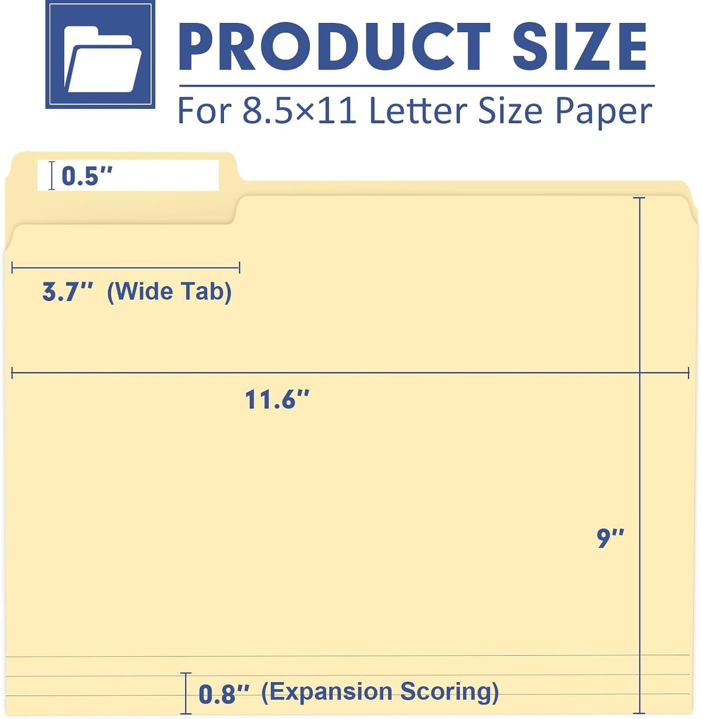 File Folder, PANDRI 30 Pack File Folder, 1/3 Cut Tab, Letter Size, Filing Folder for Office School Business, Manila