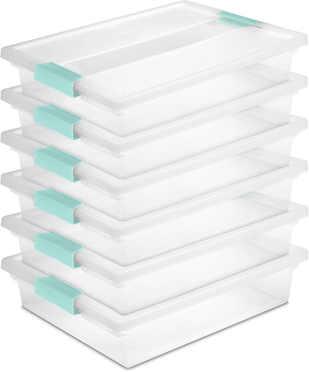Sterilite Large Clip Box, Clear Storage Bin with Latching Lid, 6 Pack | Storage Containers with Latching Lids for Writing, Arts or Crafts Supplies - Home, Office, Classroom & Workshop Organization