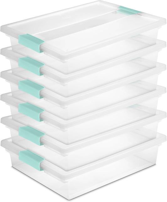 Sterilite Large Clip Box, Clear Storage Bin with Latching Lid, 6 Pack | Storage Containers with Latching Lids for Writing, Arts or Crafts Supplies - Home, Office, Classroom & Workshop Organization