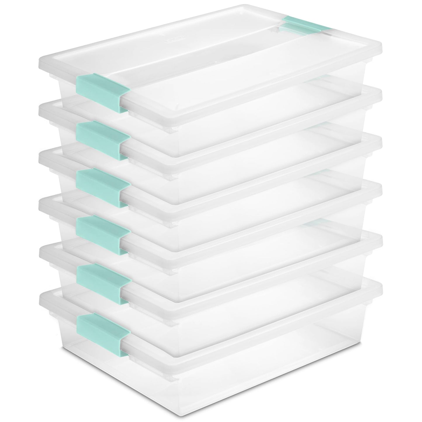 Sterilite Large Clip Box, Clear Storage Bin with Latching Lid, 6 Pack | Storage Containers with Latching Lids for Writing, Arts or Crafts Supplies - Home, Office, Classroom & Workshop Organization