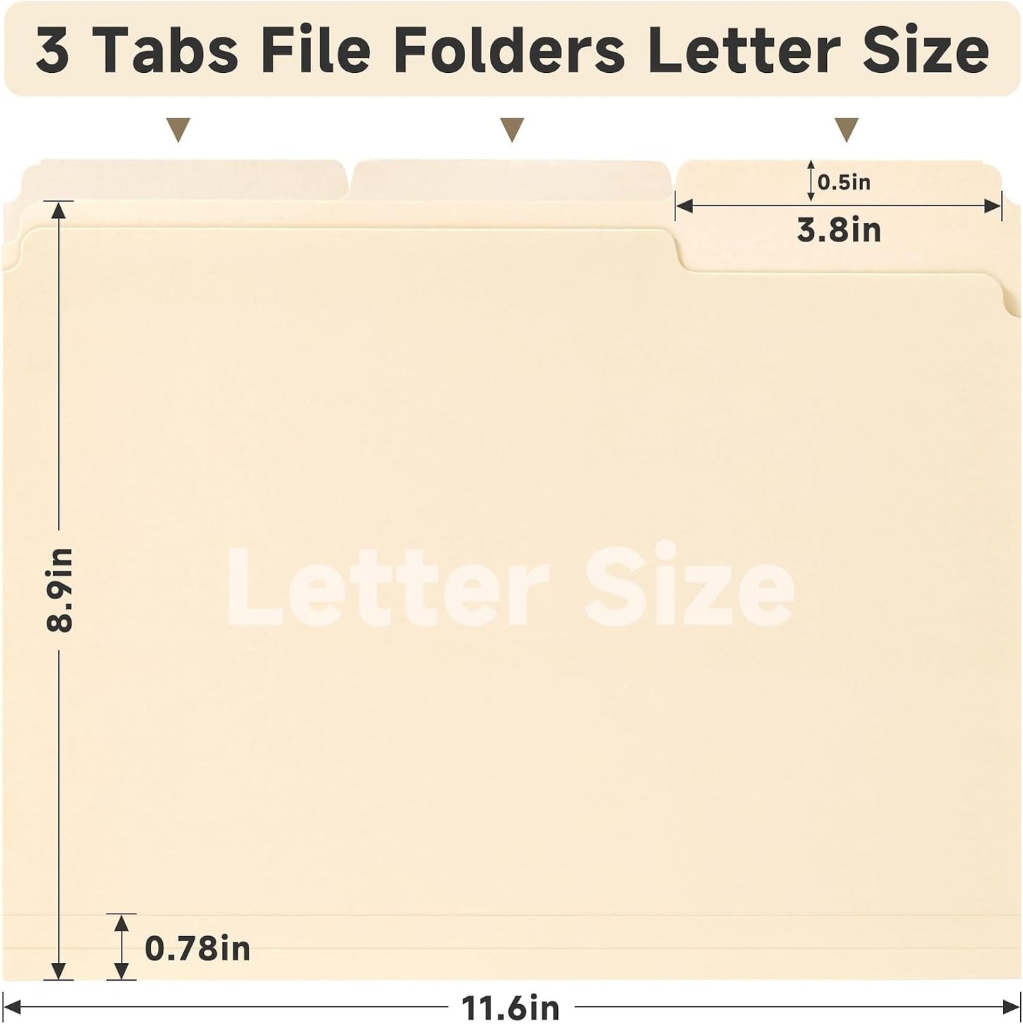 100 Pack Manila File Folders, 1/3-Cut Tab, Assorted Positions, Letter Size, 8.5x11 inches, Easy Labeling & Organization, Office Supply, School, Home,Business, Class,Document Filing
