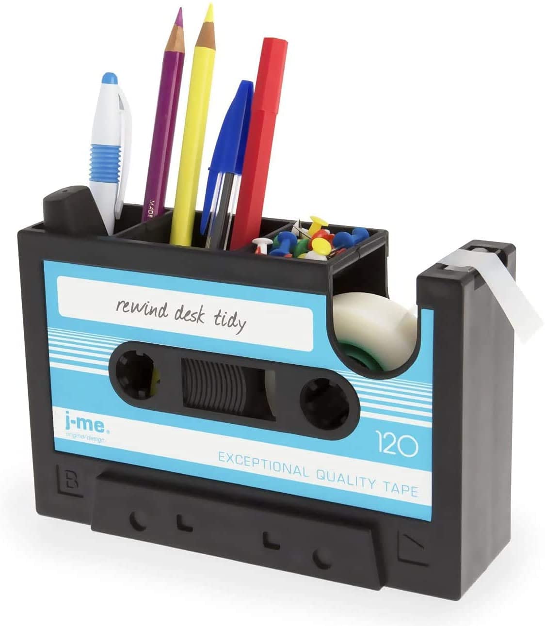 Cassette Tape Dispenser Pen Holder Vase Pencil Pot Stationery Desk Tidy Container Office Stationery Supplier Gift-onepalace (Black)