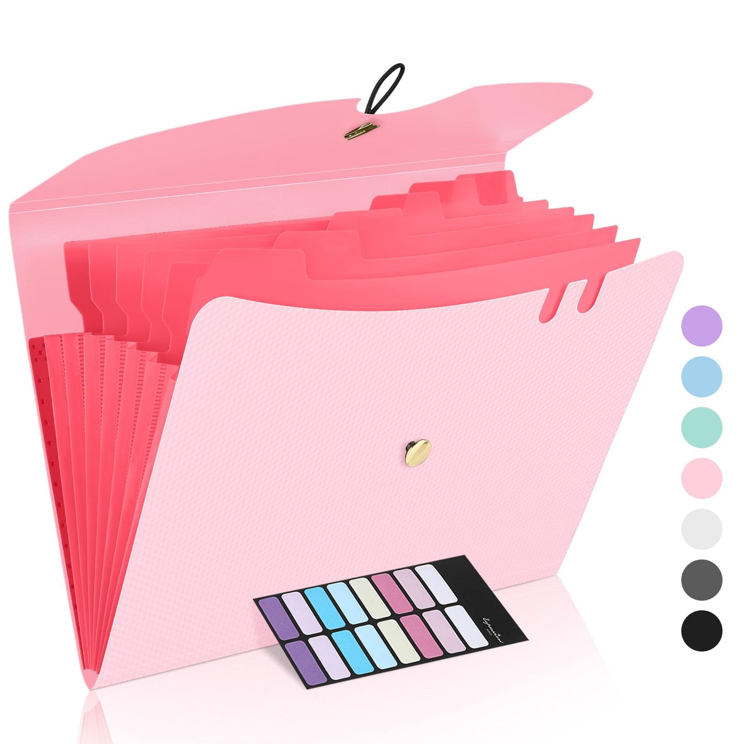 Sooez 7 Pocket Accordion File Organizer, Premium Expanding File Folder | Letter Size Folders for Documents, Sleek Filing Folders with Bungee Closure, Portable Folders School Office Supplies, Black