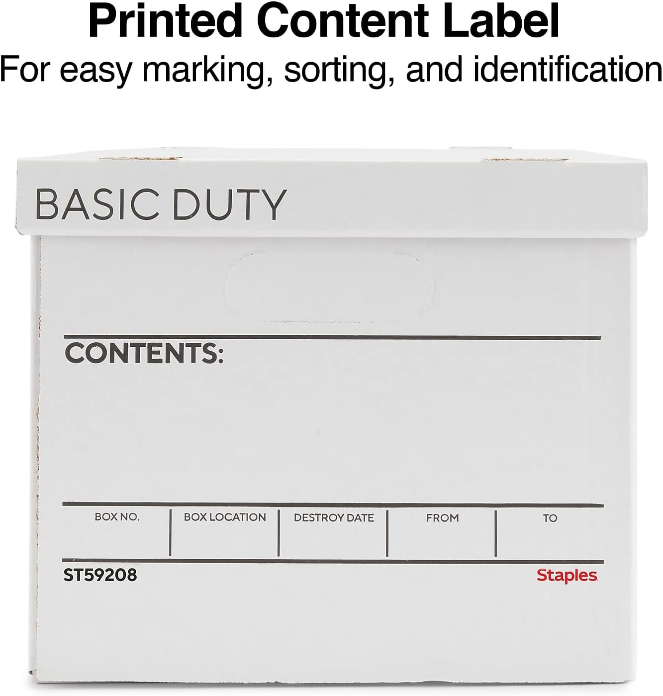 STAPLES Corrugated File Box Lift Off Lid, Letter/Legal Size, White/Black, 10/Pack