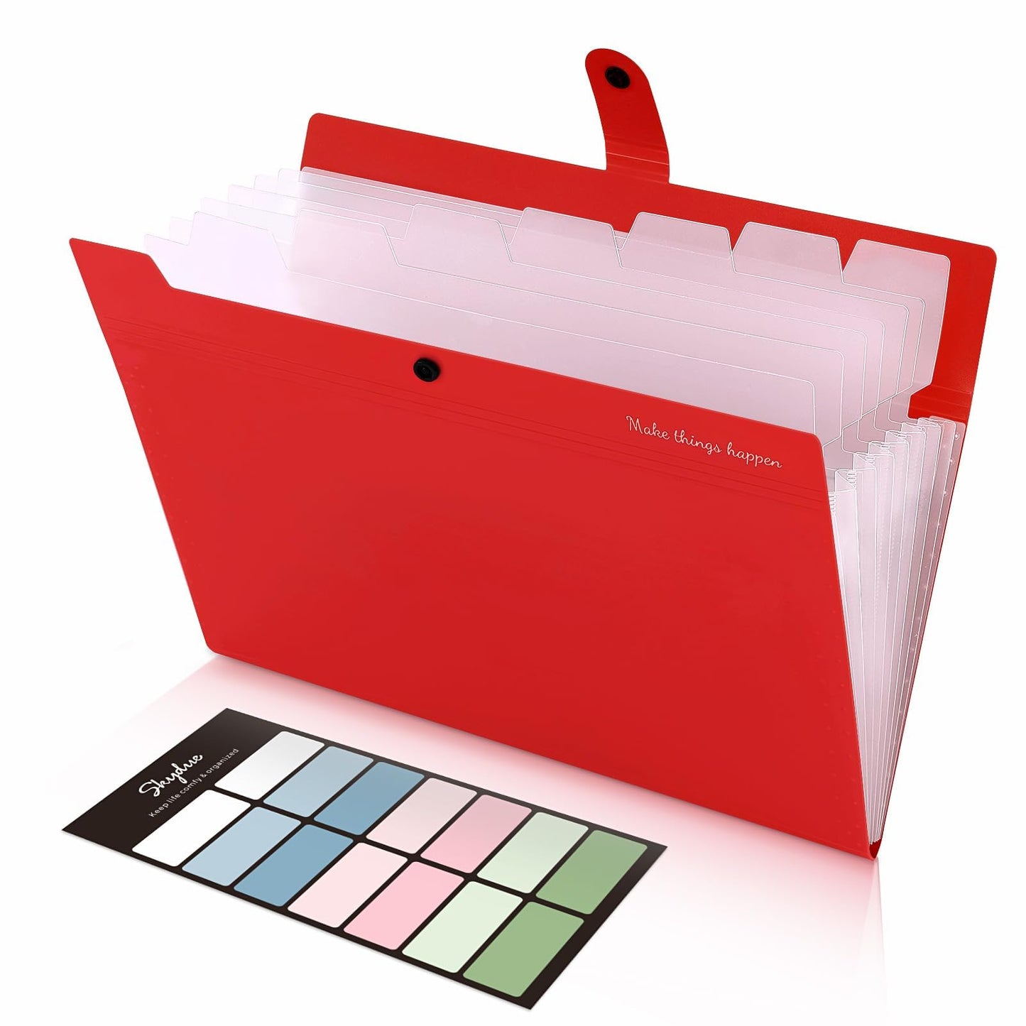 SKYDUE Expanding File Organizer with 8 Pockets, Accordion File Folders with Labels, Portable Document Paper Bill Receipt Organizer, Home College School Office Supplies, Letter Size,Light Green