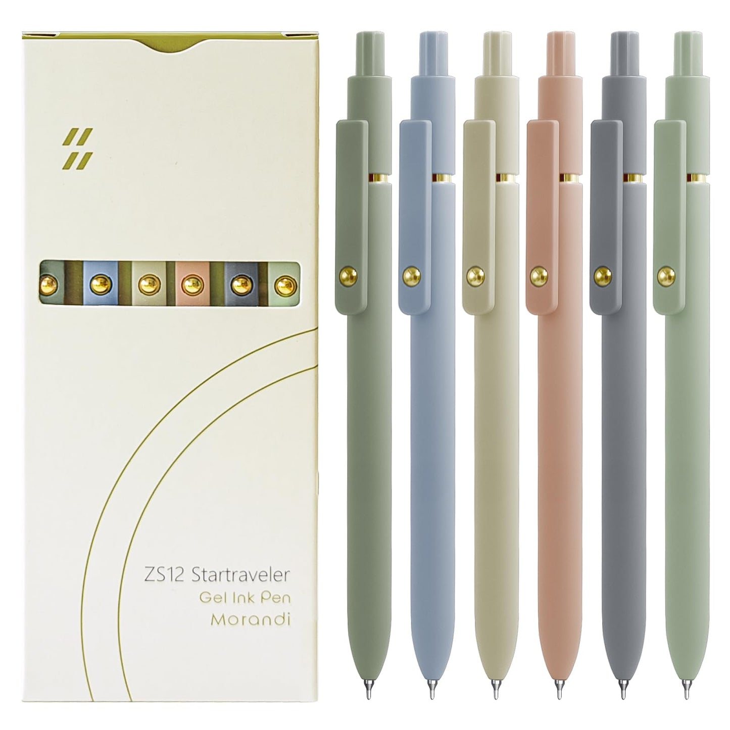 UIXJODO Gel Pens, 5 Pcs 0.5mm Black Ink Pens Fine Point Smooth Writing Pens with Silicone Grip, High-End Series Metal Clip Retractable Pens for Journaling Note Taking (Vintage)