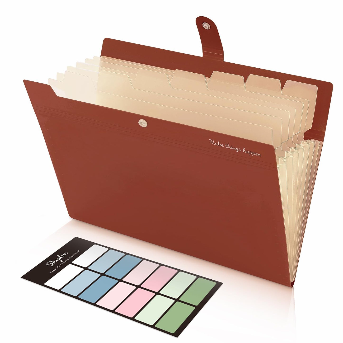 SKYDUE Expanding File Organizer with 8 Pockets, Accordion File Folders with Labels, Portable Document Paper Bill Receipt Organizer, Home College School Office Supplies, Letter Size,Light Green