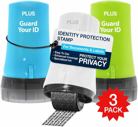 Guard Your ID Identity Theft Protection Roller Stamp, 3-Pack for Mail