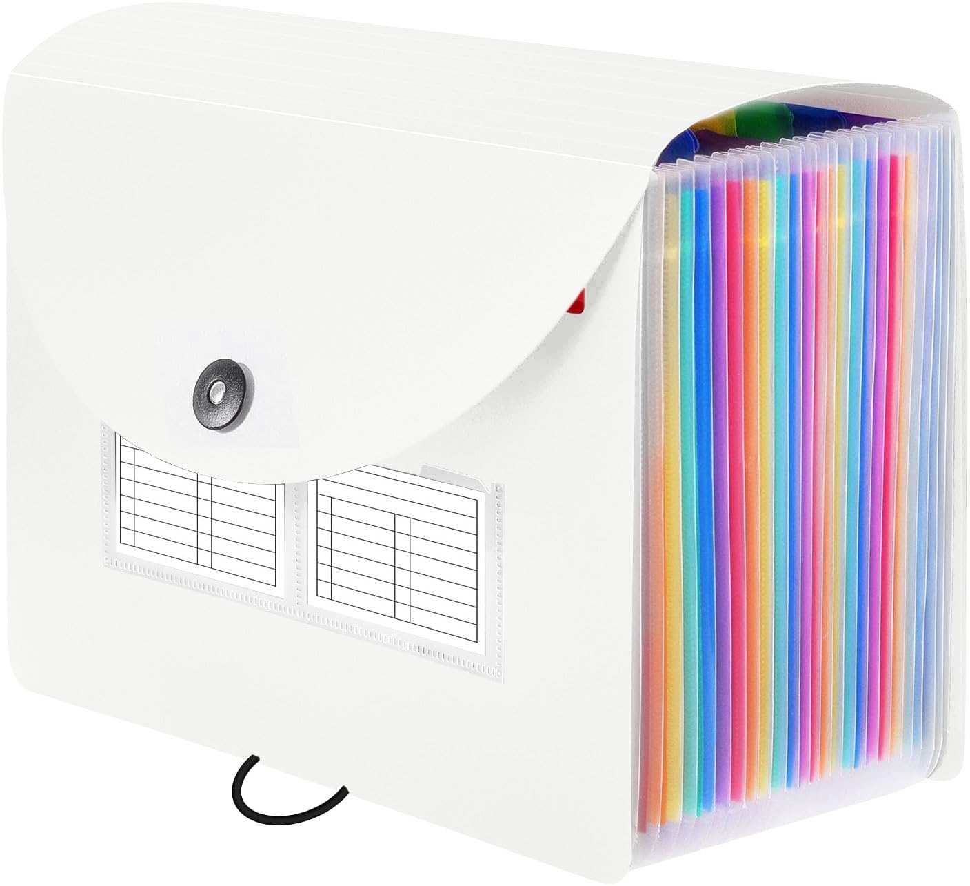 Sooez 24 Pockets Expanding File Folder, Accordion File Organizer, Letter/A4 | Expandable Cover, Desktop Accordion Folders Letter A4 Paper Document Storage Organizer, Black