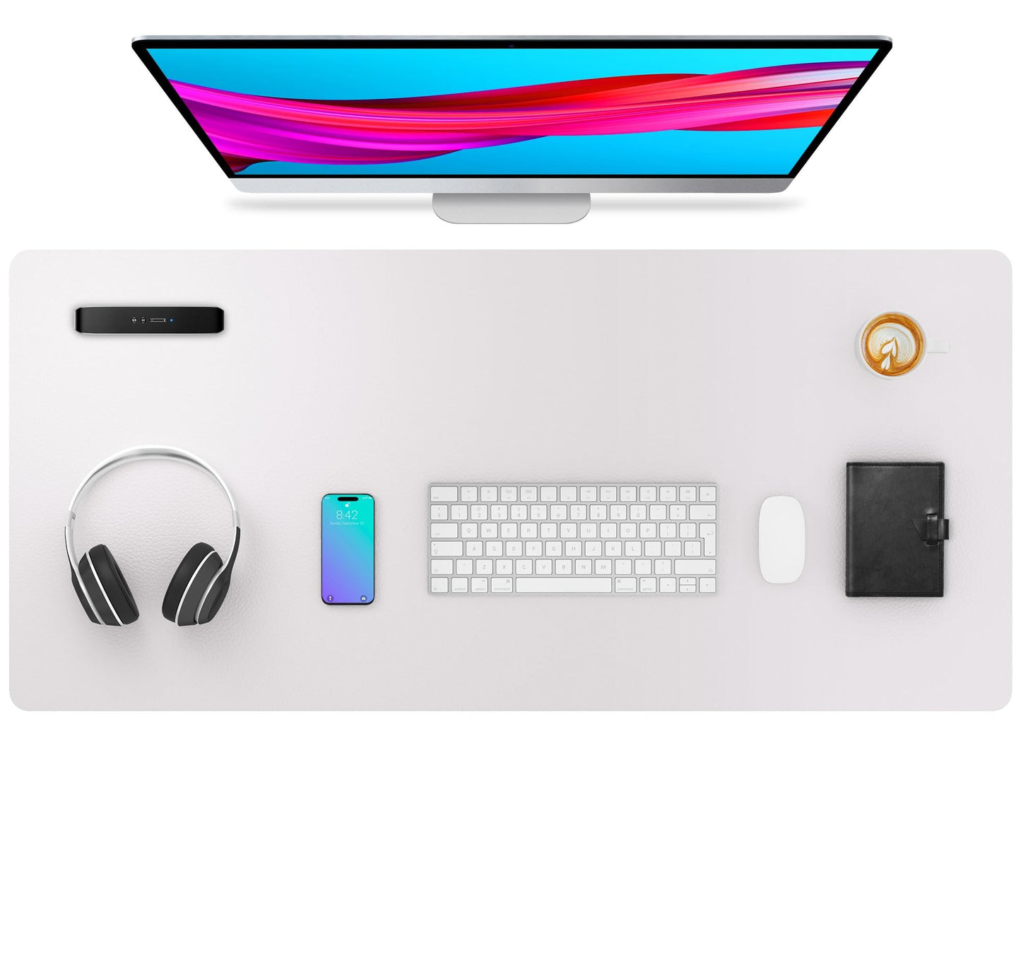 Aothia Leather Office Desk Pad Protector, Non-Slip PU Leather Desk Blotter, Waterproof Laptop Writing Mouse Pad for Office and Home, Black, 31.5" x 15.7"