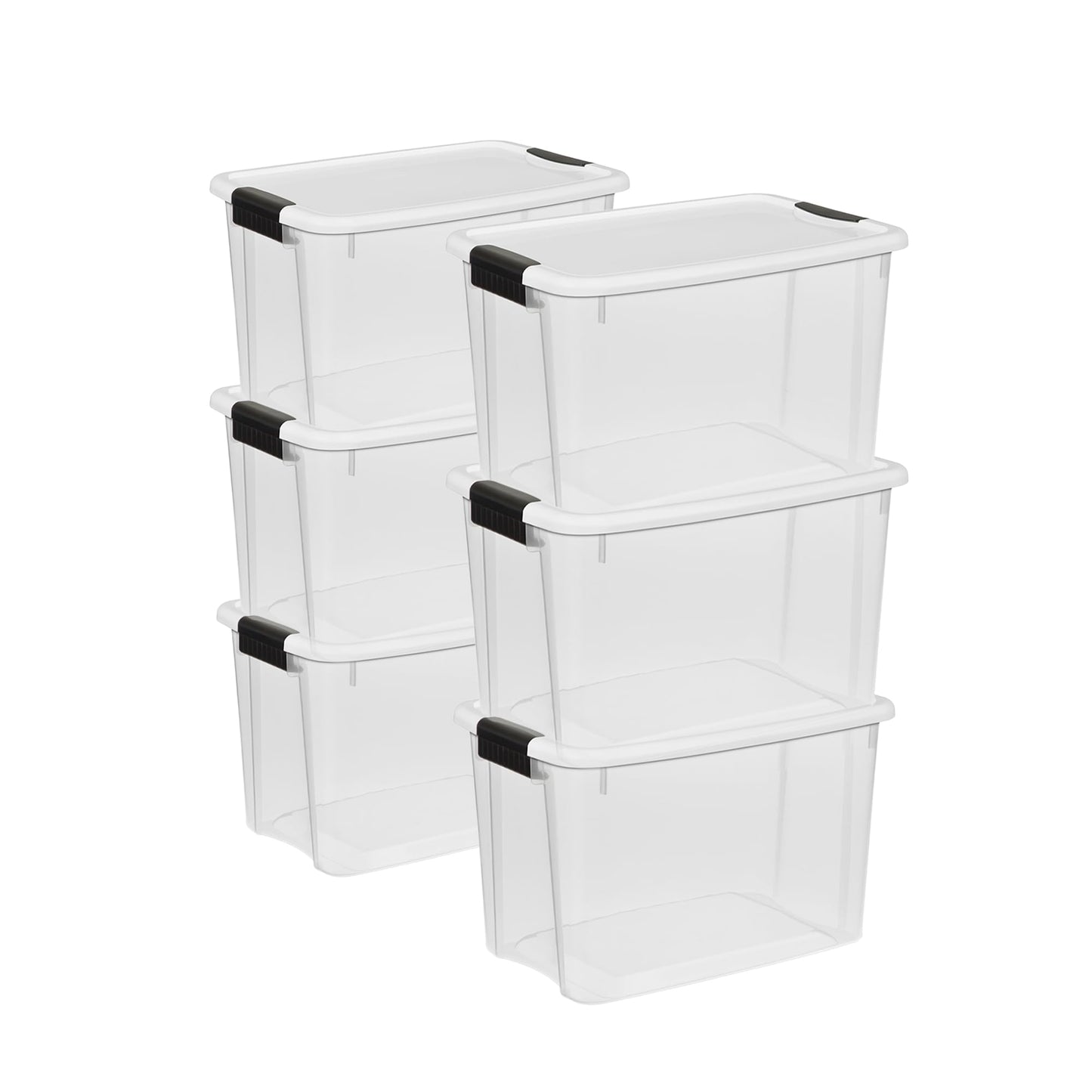 Sterilite 4 Pack Ultra Latching Box, Storage Bins with Lids, Clear Plastic, 70 Quart - Heavy-Duty Organizing Containers for Closet, Bathroom, and Office