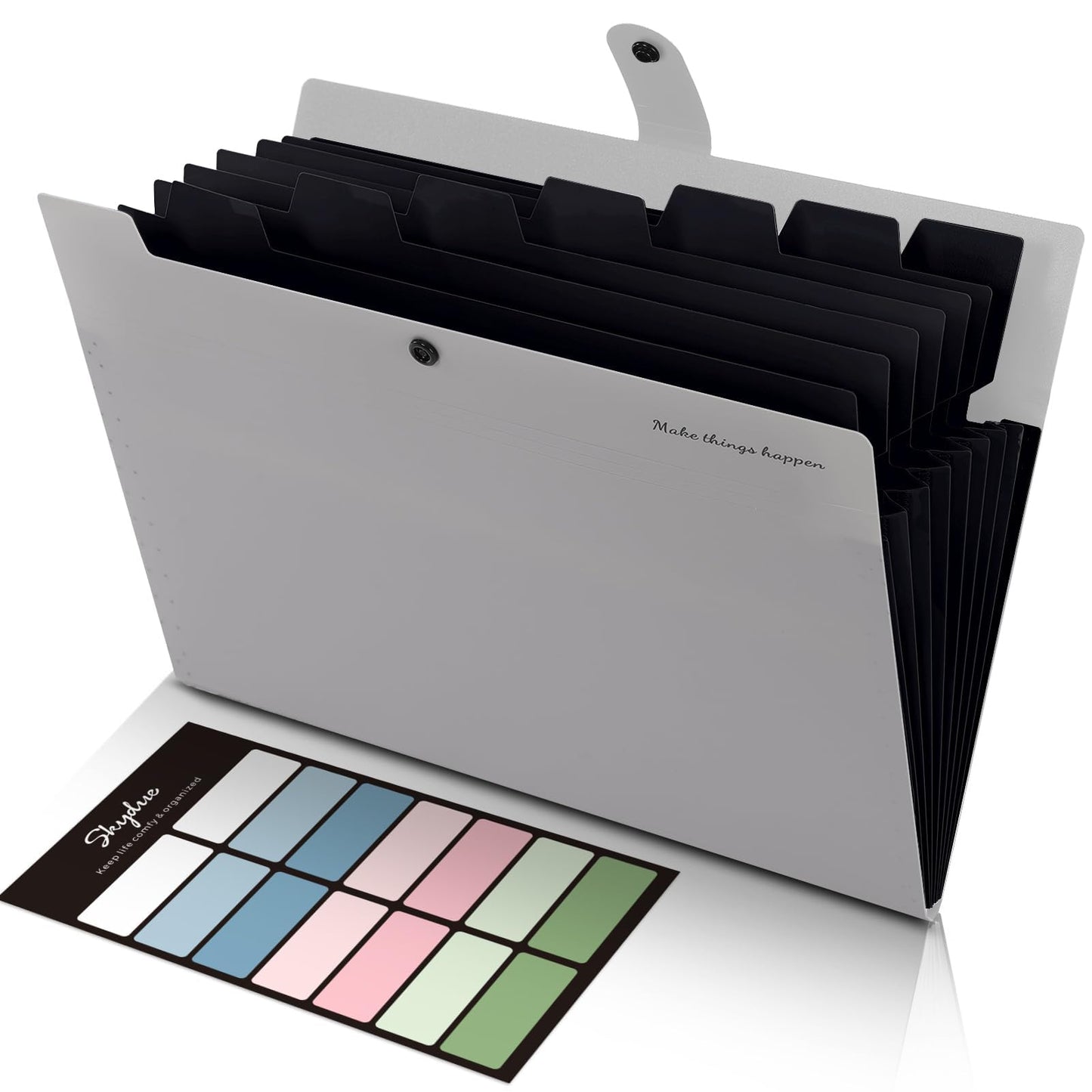 SKYDUE Expanding File Organizer with 8 Pockets, Accordion File Folders with Labels, Portable Document Paper Bill Receipt Organizer, Home College School Office Supplies, Letter Size,Milk Tea Brow