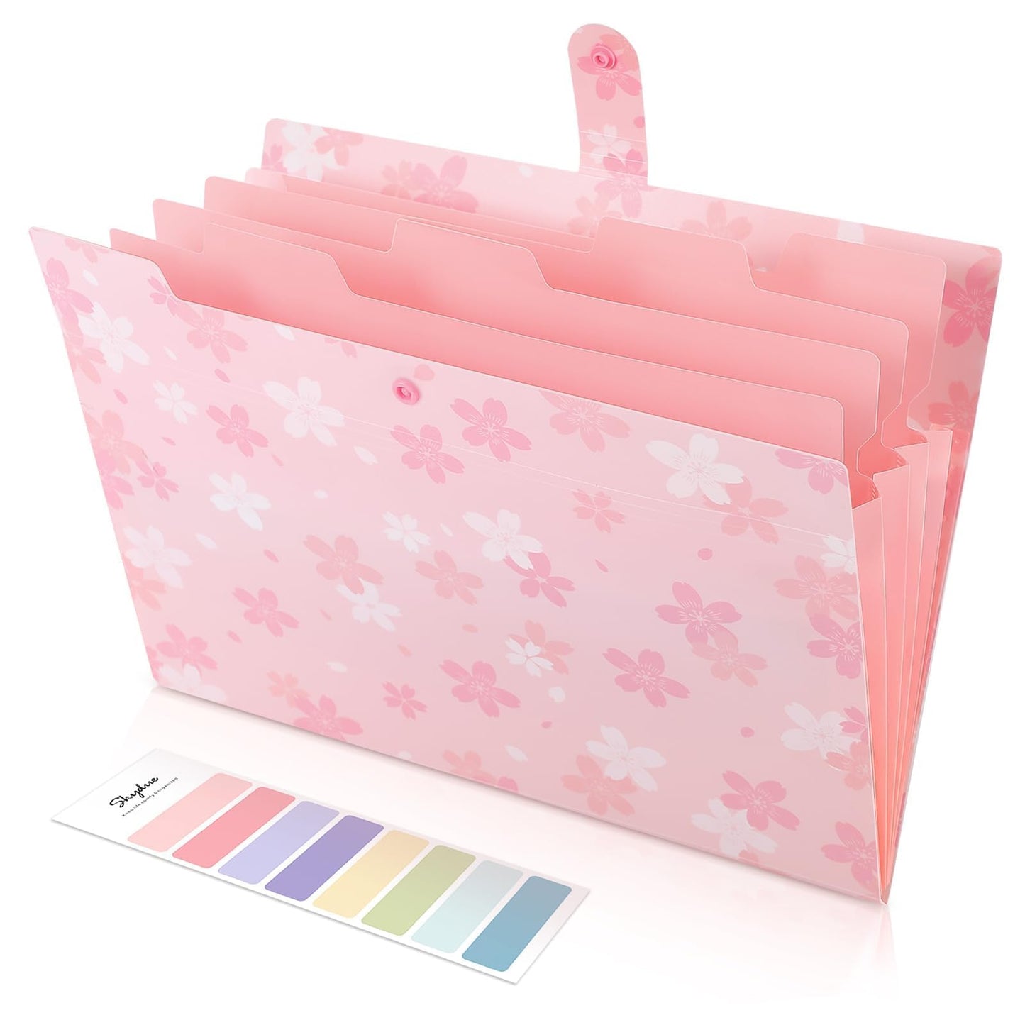 SKYDUE Expanding File Folder with 5 Pockets, Accordion File Organizer, Portable Receipt Paper Documents Organizer, Letter Size Filing Folder School Office Supplies, Apricot