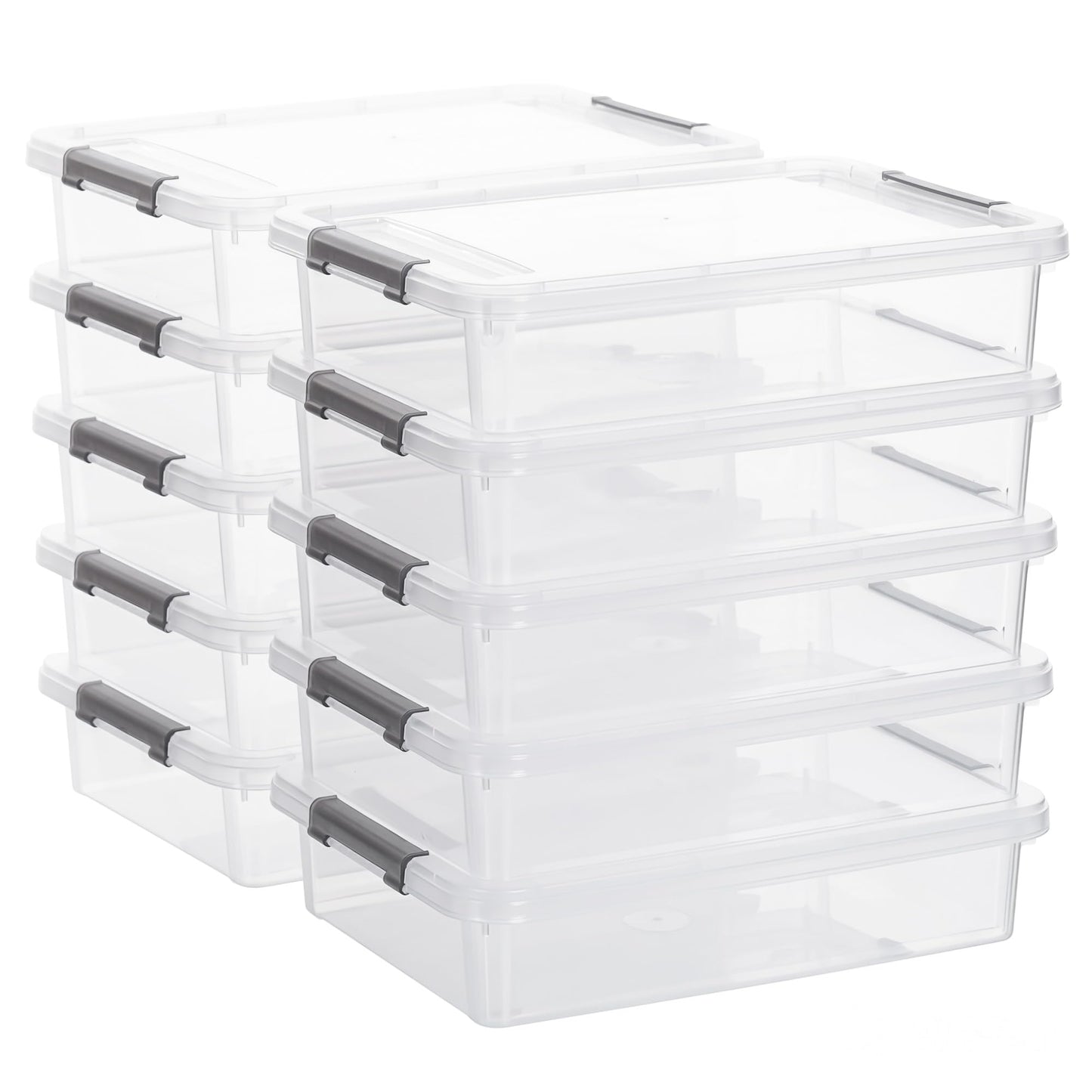 Citylife 3 PCS Plastic Storage Bins with Latching Lids Portable Project Case Clear File Box Stackable Storage Containers for Organizing A4 Paper, Photo, Document, Scrapbook
